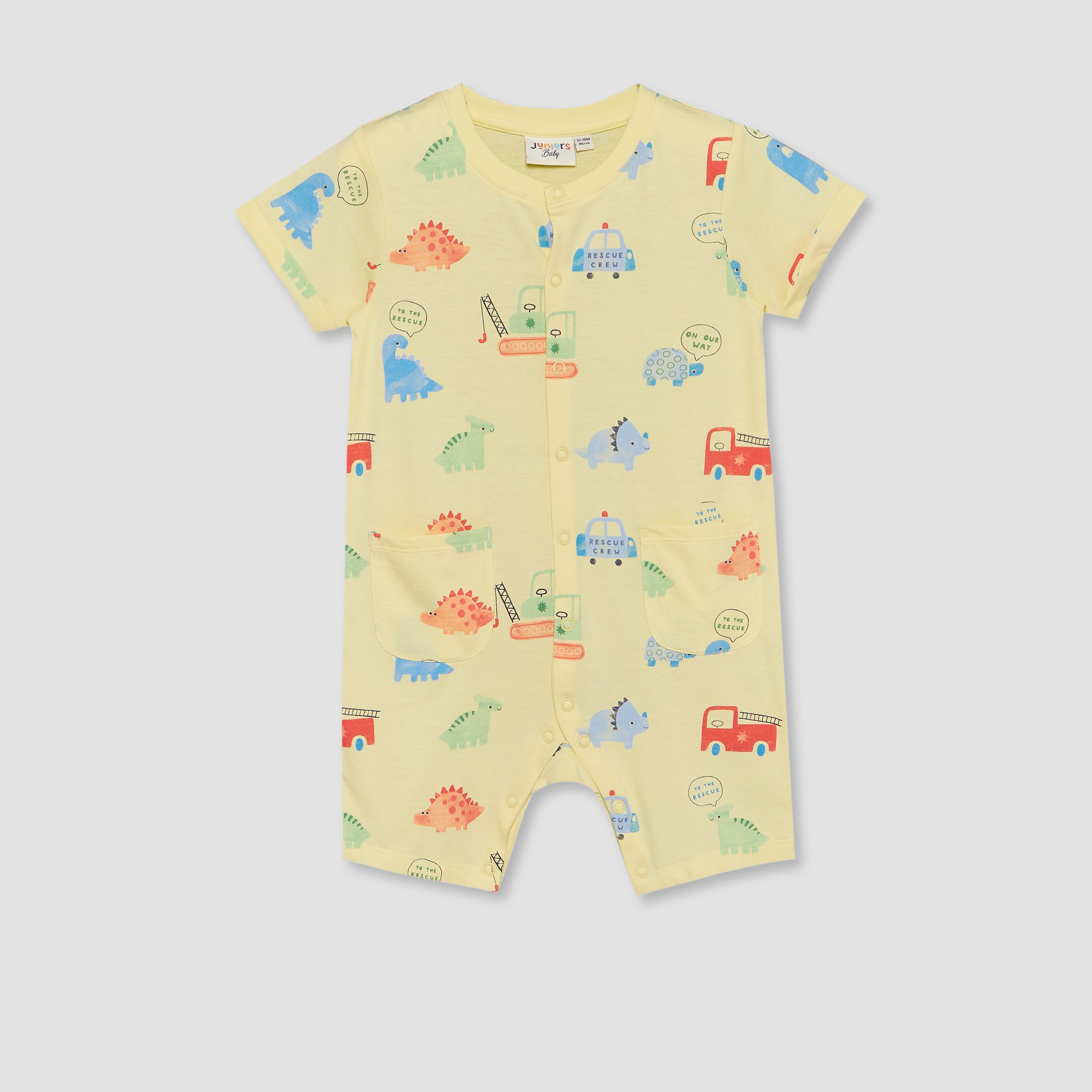 Pack of 2 Juniors Round Neck Short Sleeves Romper with Fun Print