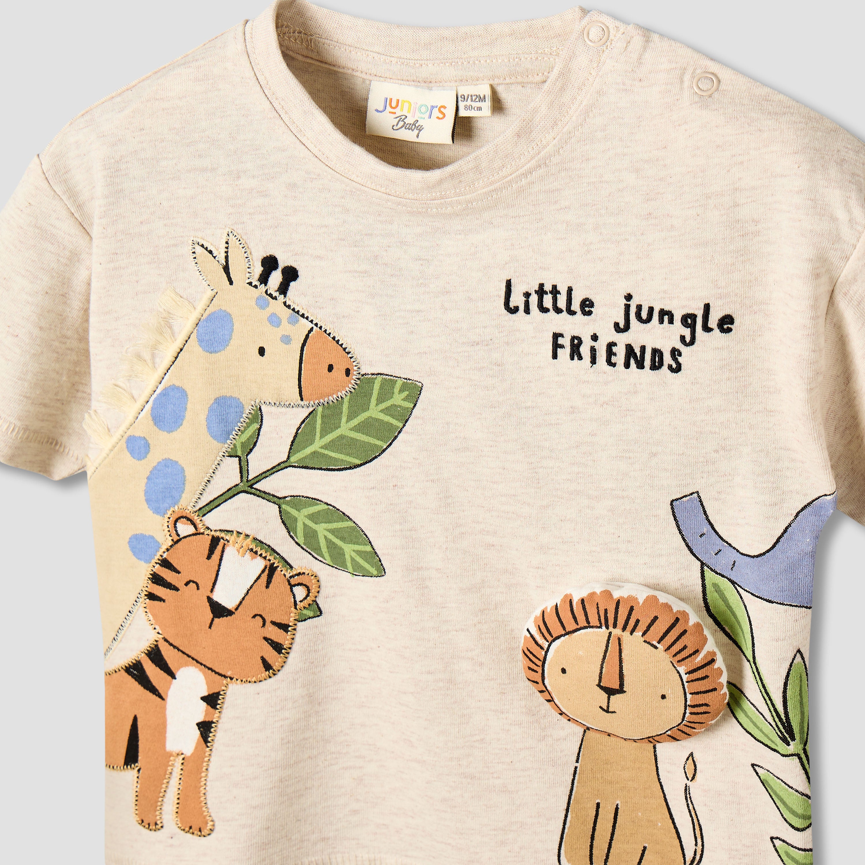Juniors Crew Neck Short Sleeves T-shirt with Animal Applique