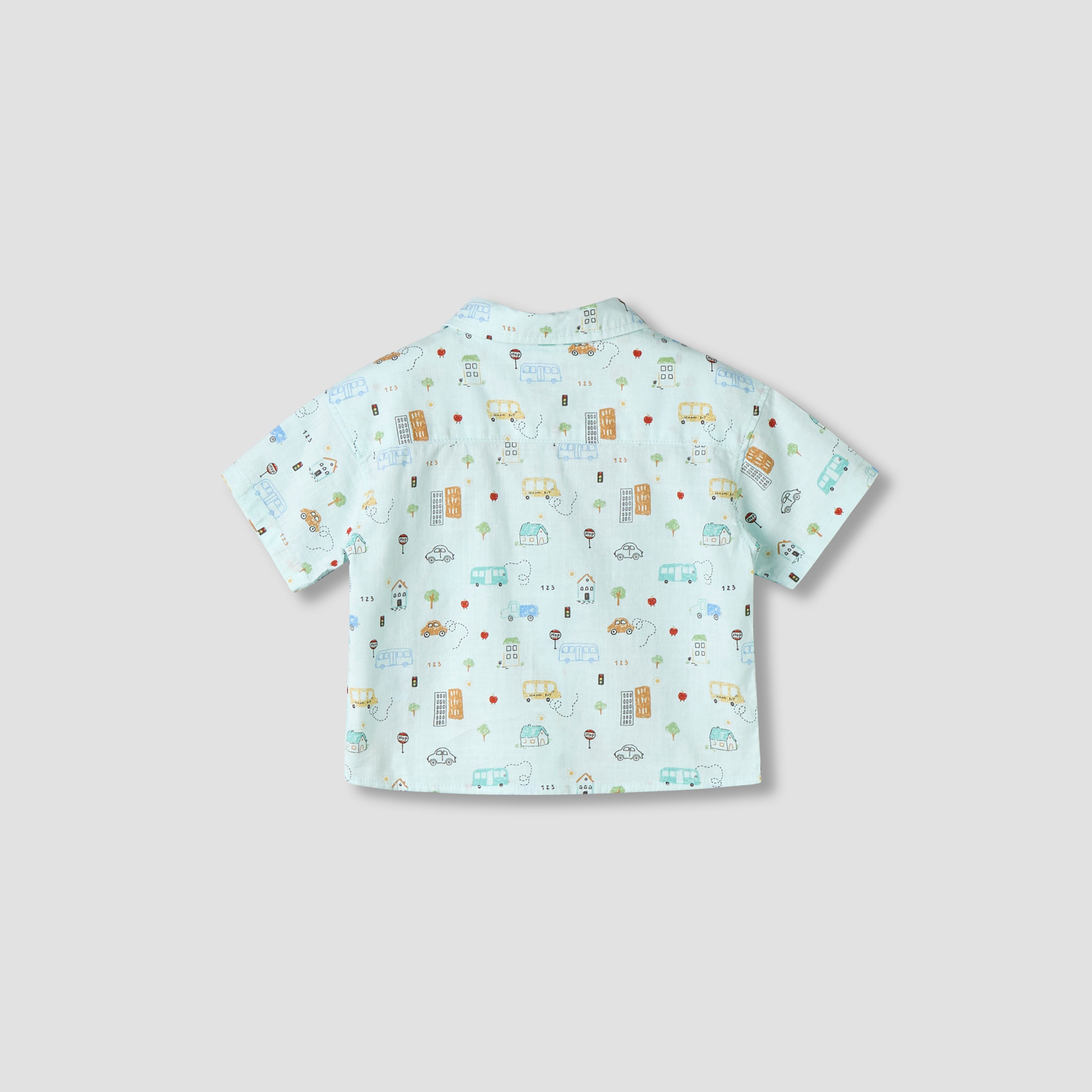 Juniors Collared Neck Short Sleeve Shirt and Shorts Set with Pocket