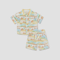 Juniors Collared Short Sleeves Shirt and Shorts Set with Desert Print-undefined-image-1
