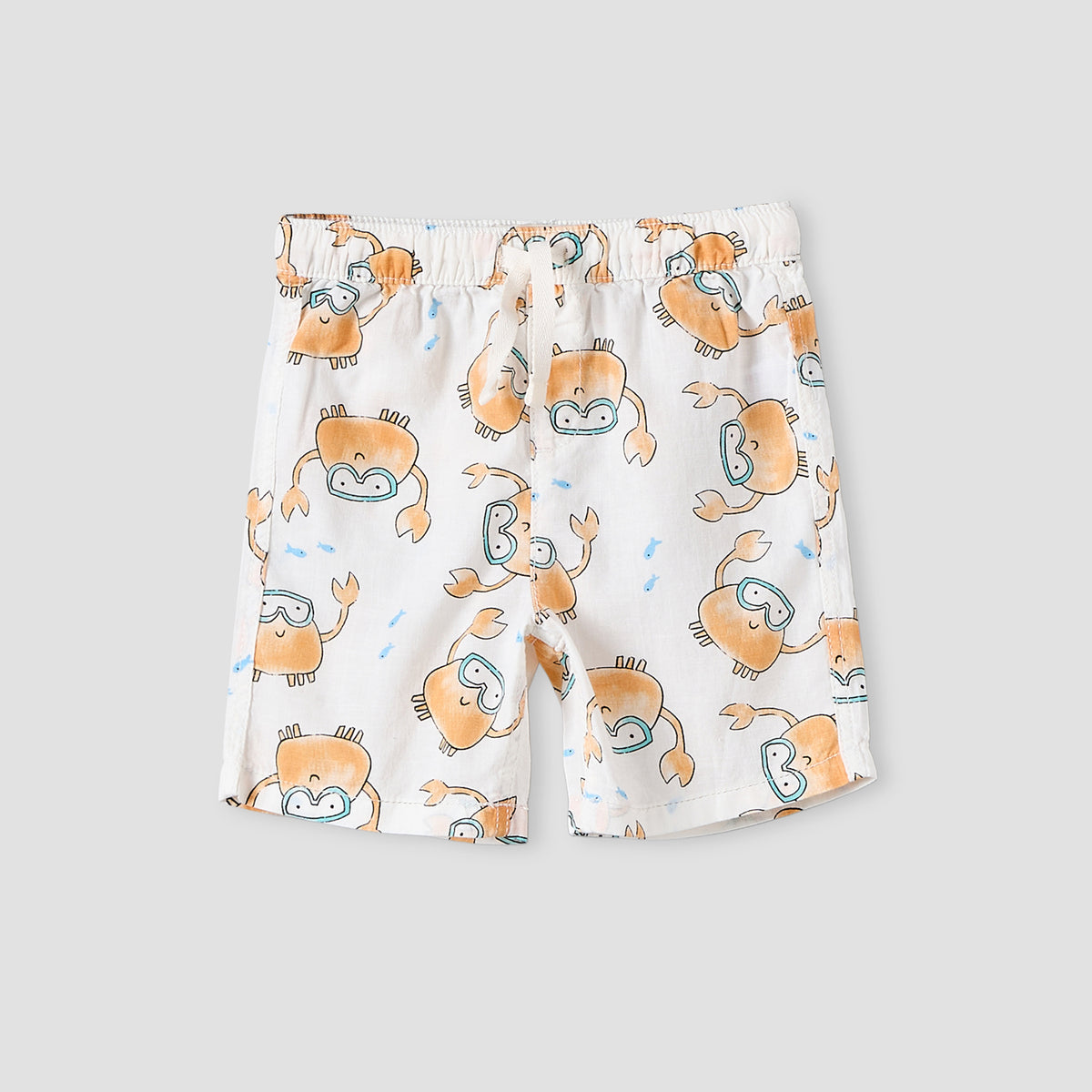 Juniors Collared Short Sleeves Shirt and Shorts Set with Crab Print