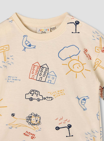 Juniors Crew Neck Short Sleeves T-shirt and Shorts Set with Print-baby-boys-clothing-setsandcoords-image-5