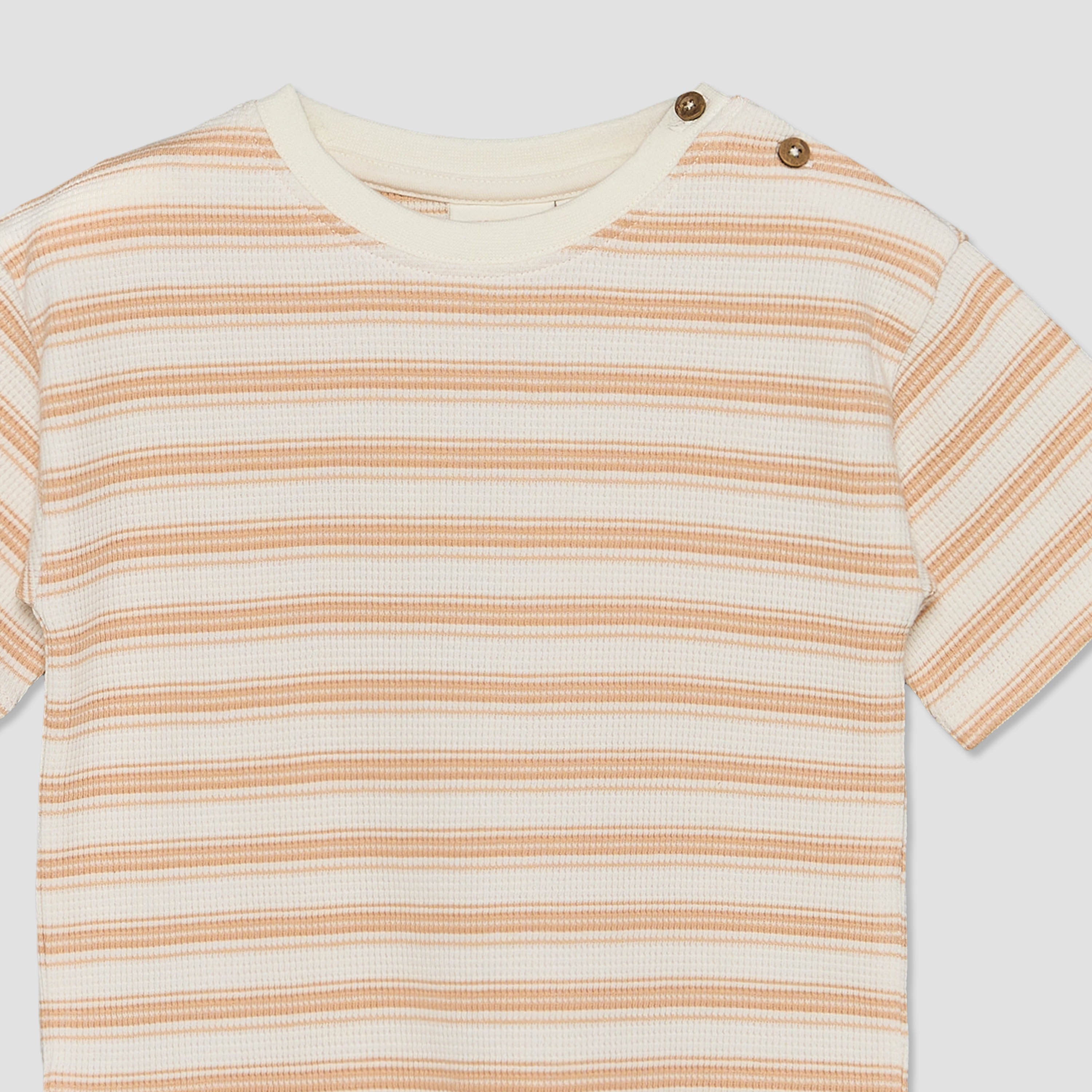 Juniors Crew Neck Short Sleeves T-shirt and Shorts Set with Stripes