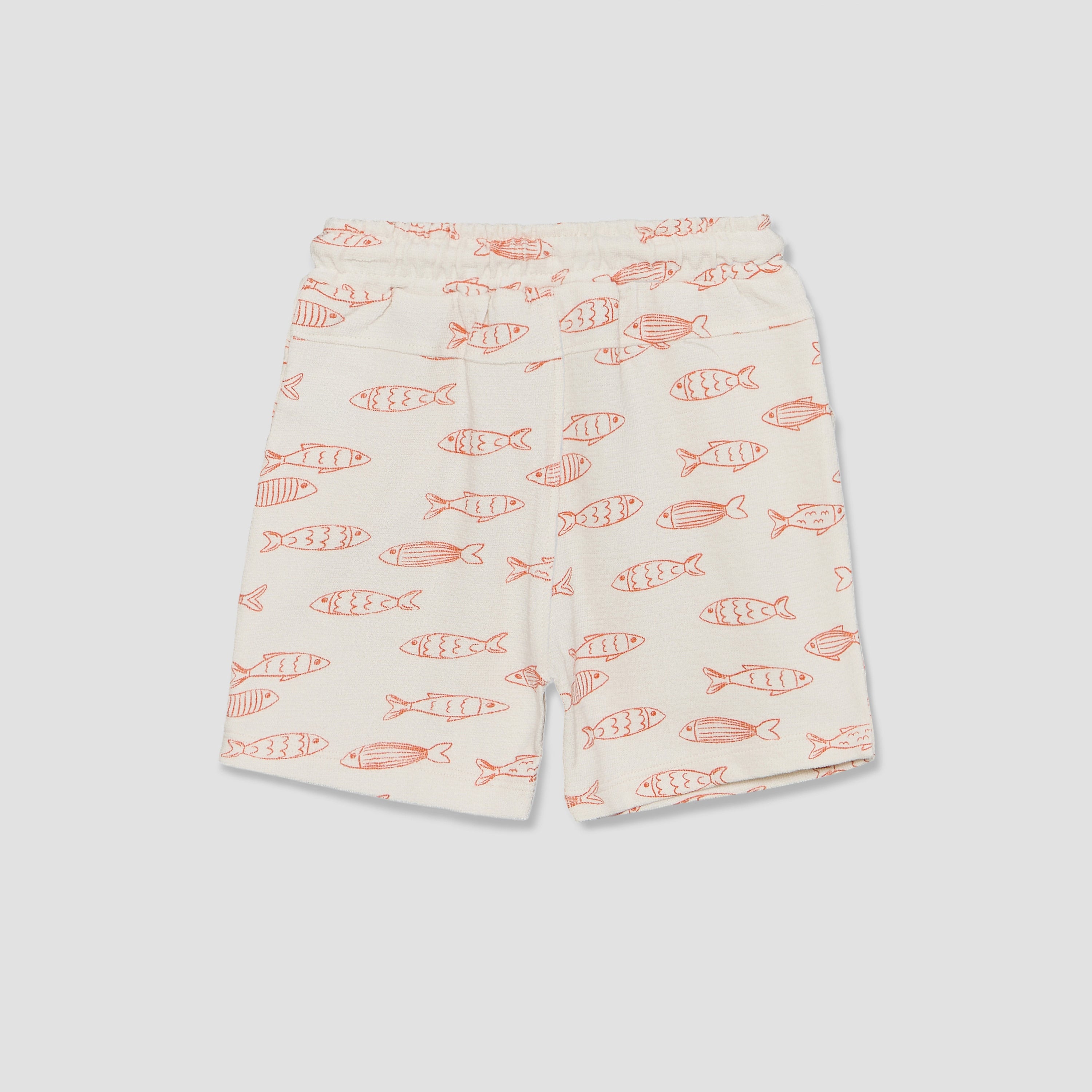 Juniors Collared Short Sleeves Shirt and Shorts Set with Fish Print