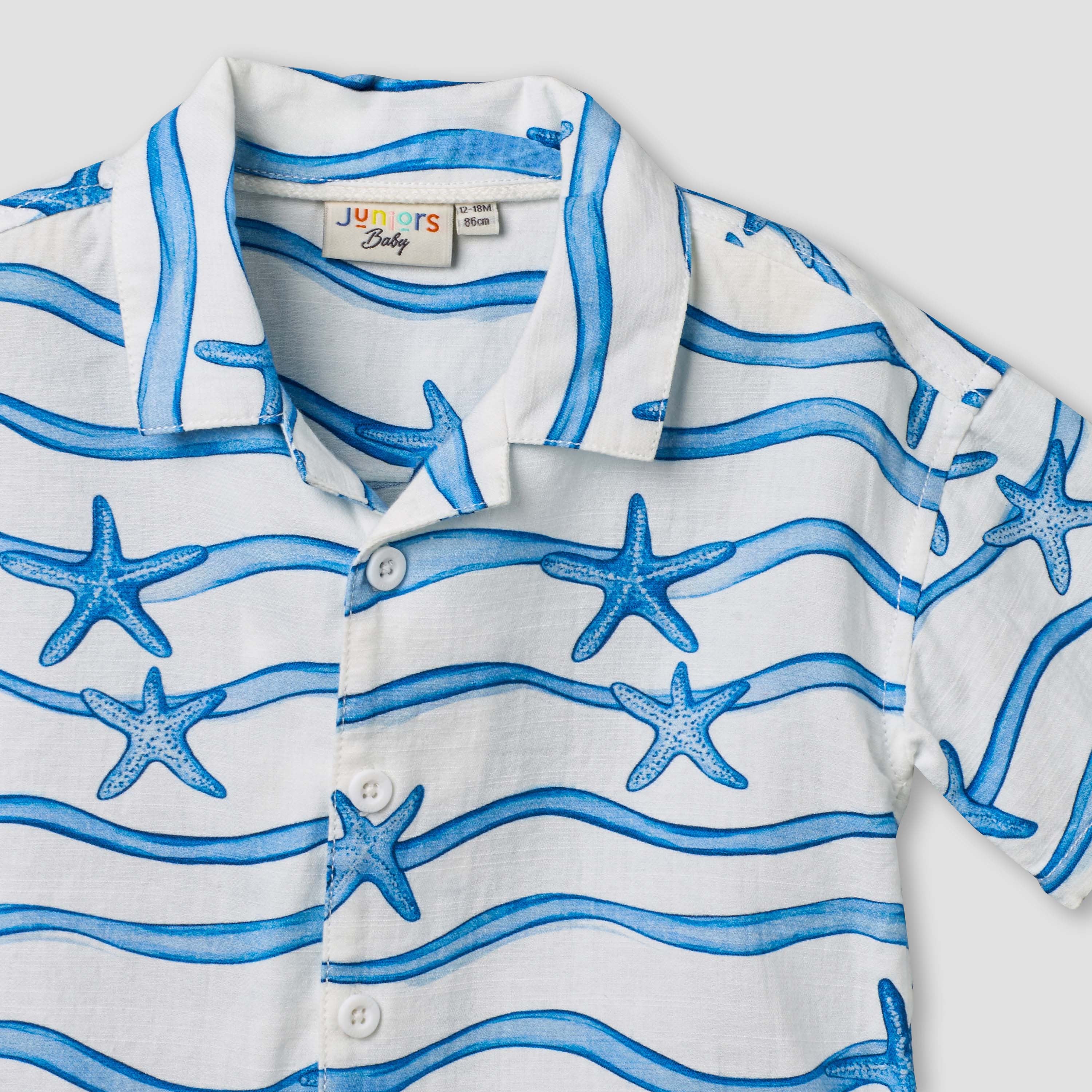 Juniors Collared Neck Short Sleeve Shirt and Shorts Set with Drawstring Closure