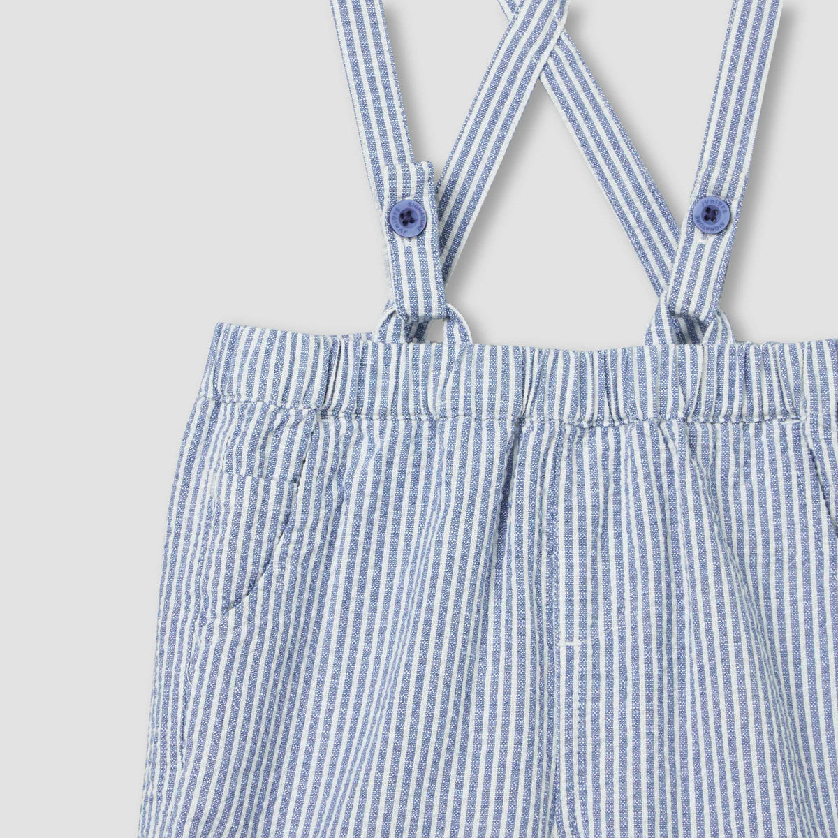 Juniors Collared Short Sleeves Bodysuit and Dungaree Set with Stripes