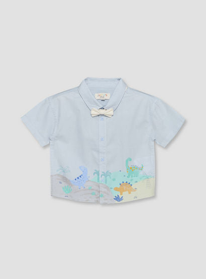 Juniors Collared Short Sleeves Shirt and Shorts Set with Dinosaur Print-baby-boys-clothing-setsandcoords-image-3
