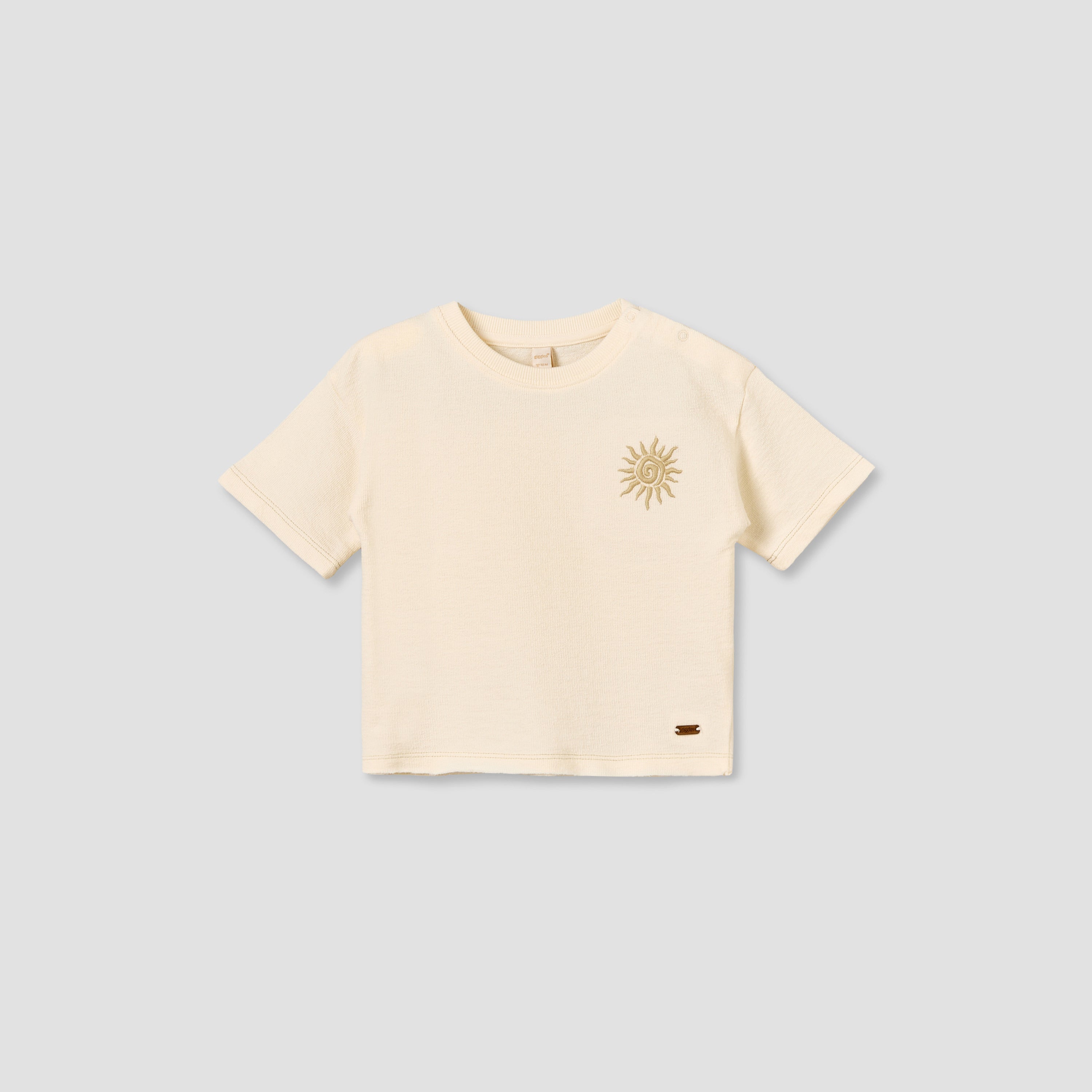 Giggles Crew Neck Short Sleeves T-shirt with Marine Print - White / 12-18 mths