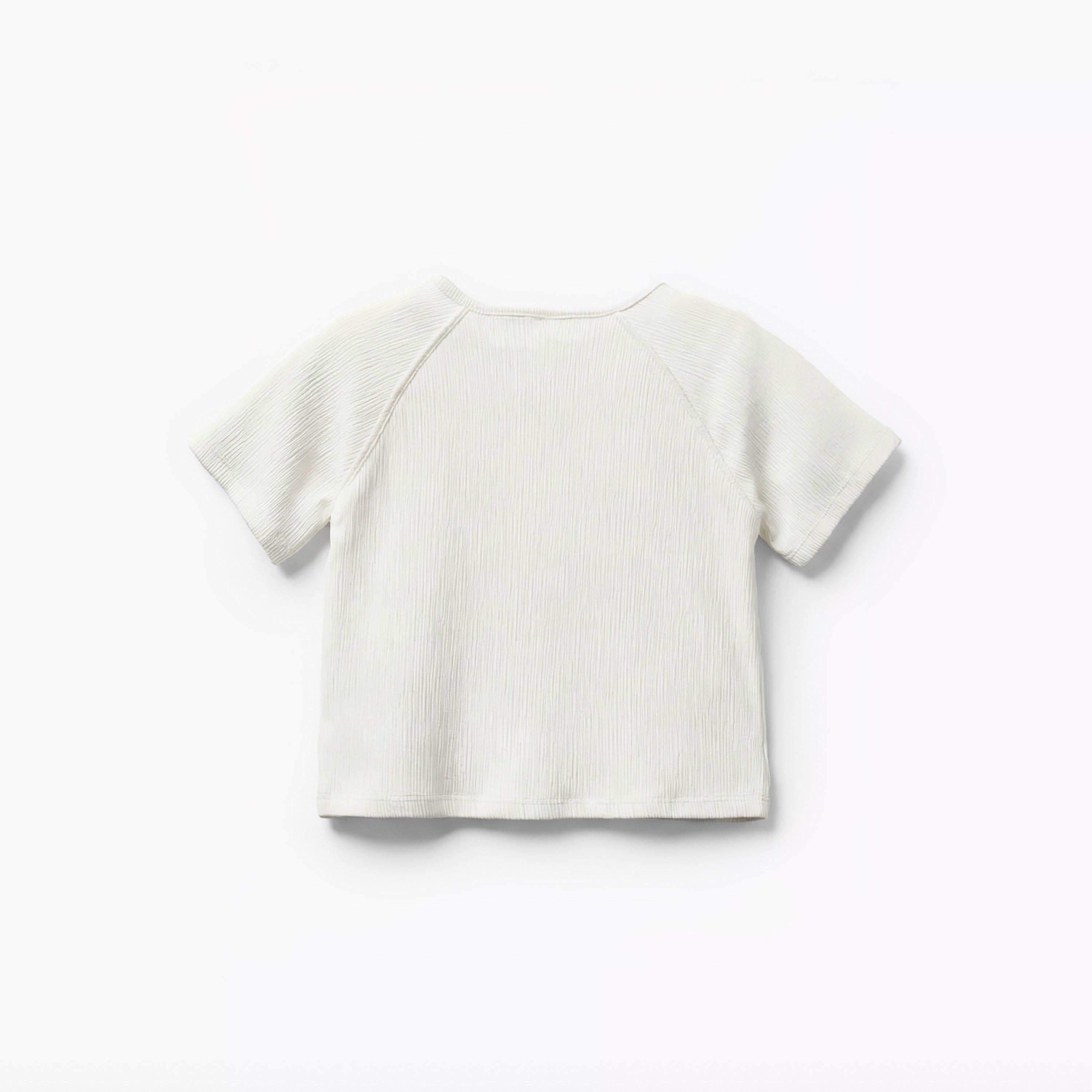 Giggles Henley Neck Short Sleeves T-shirt with Texture