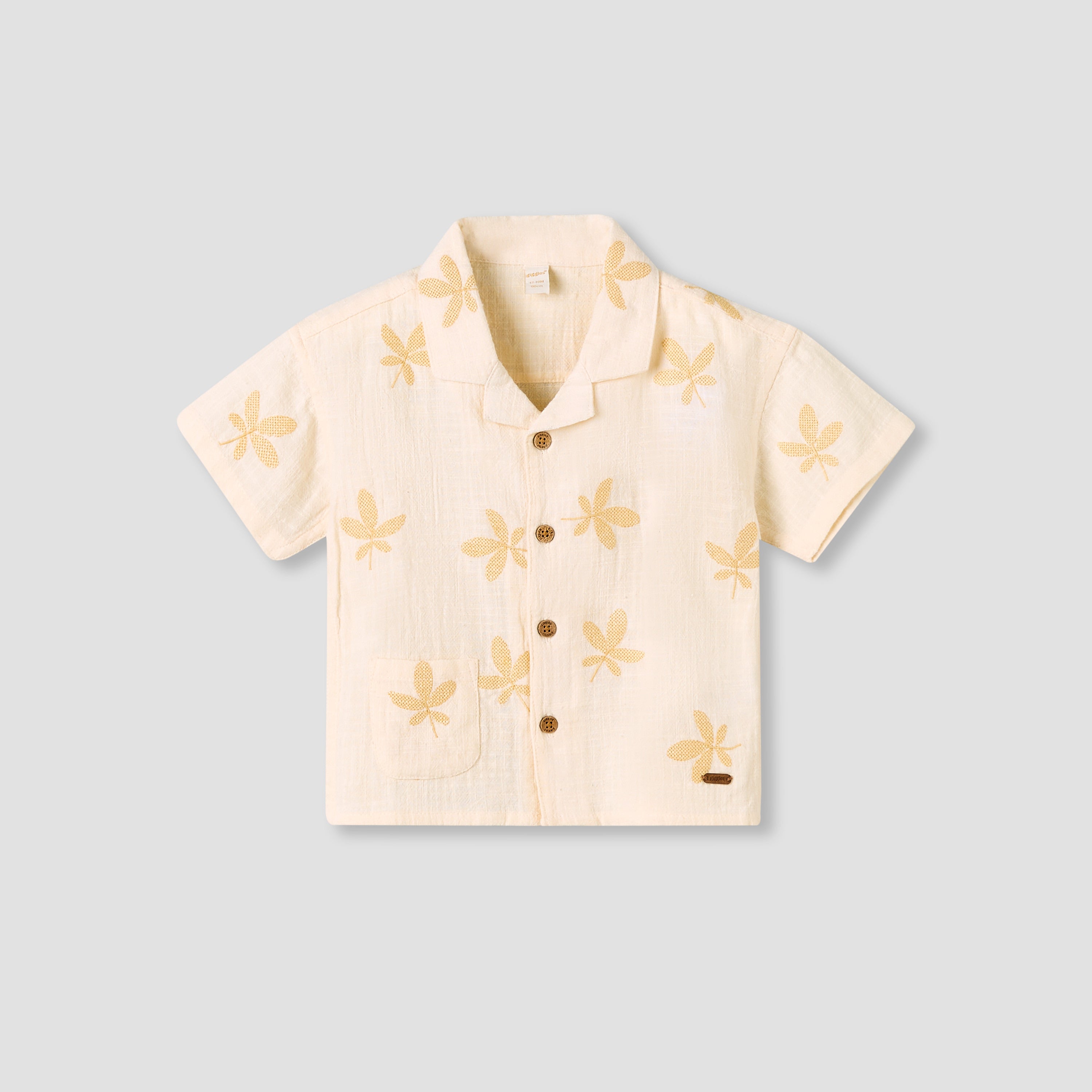 Giggles Short Sleeves Shirt with Embroidery - Peach / 12-18 mths