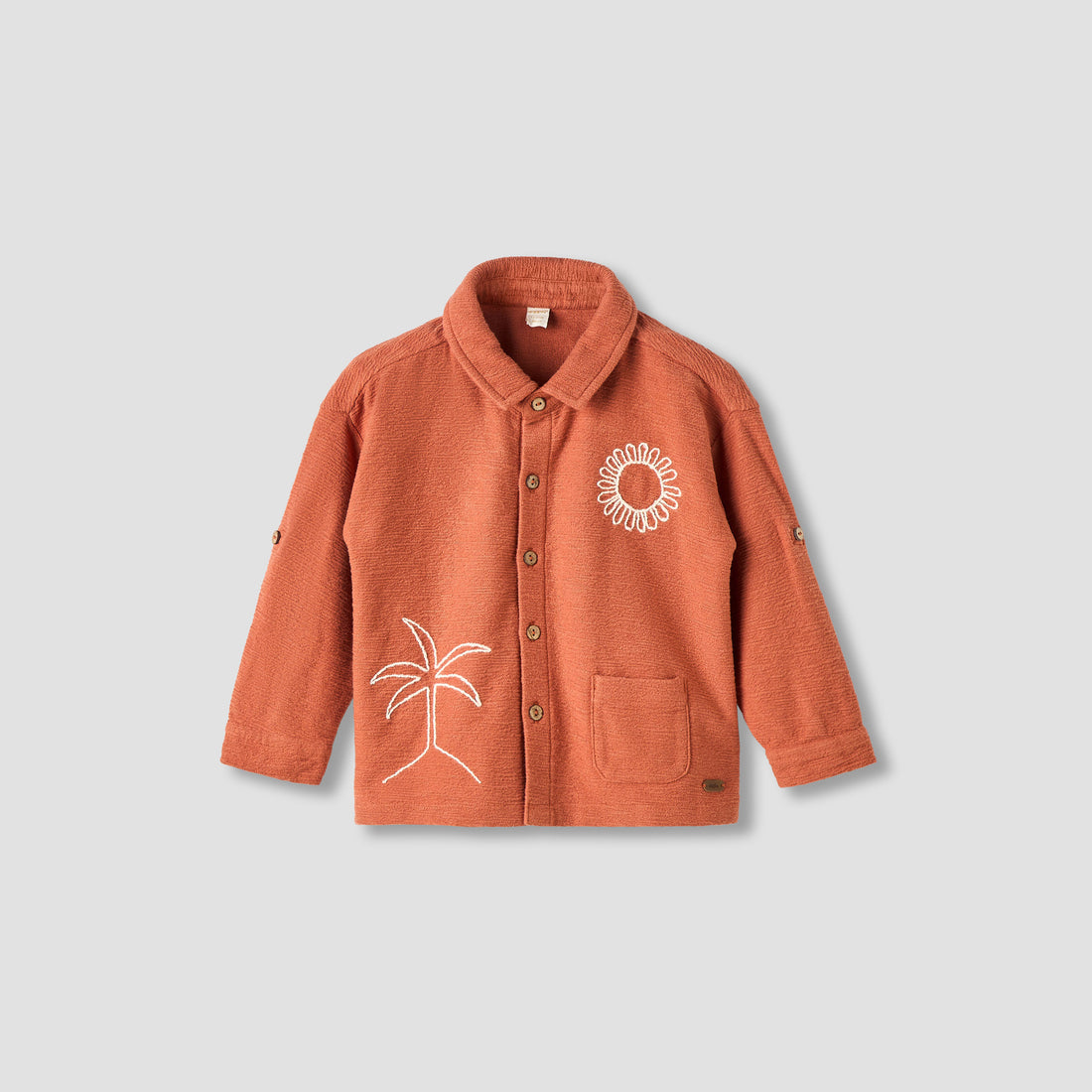 Giggles Boys Shirt with Embroidery - Cotton - Long Sleeves