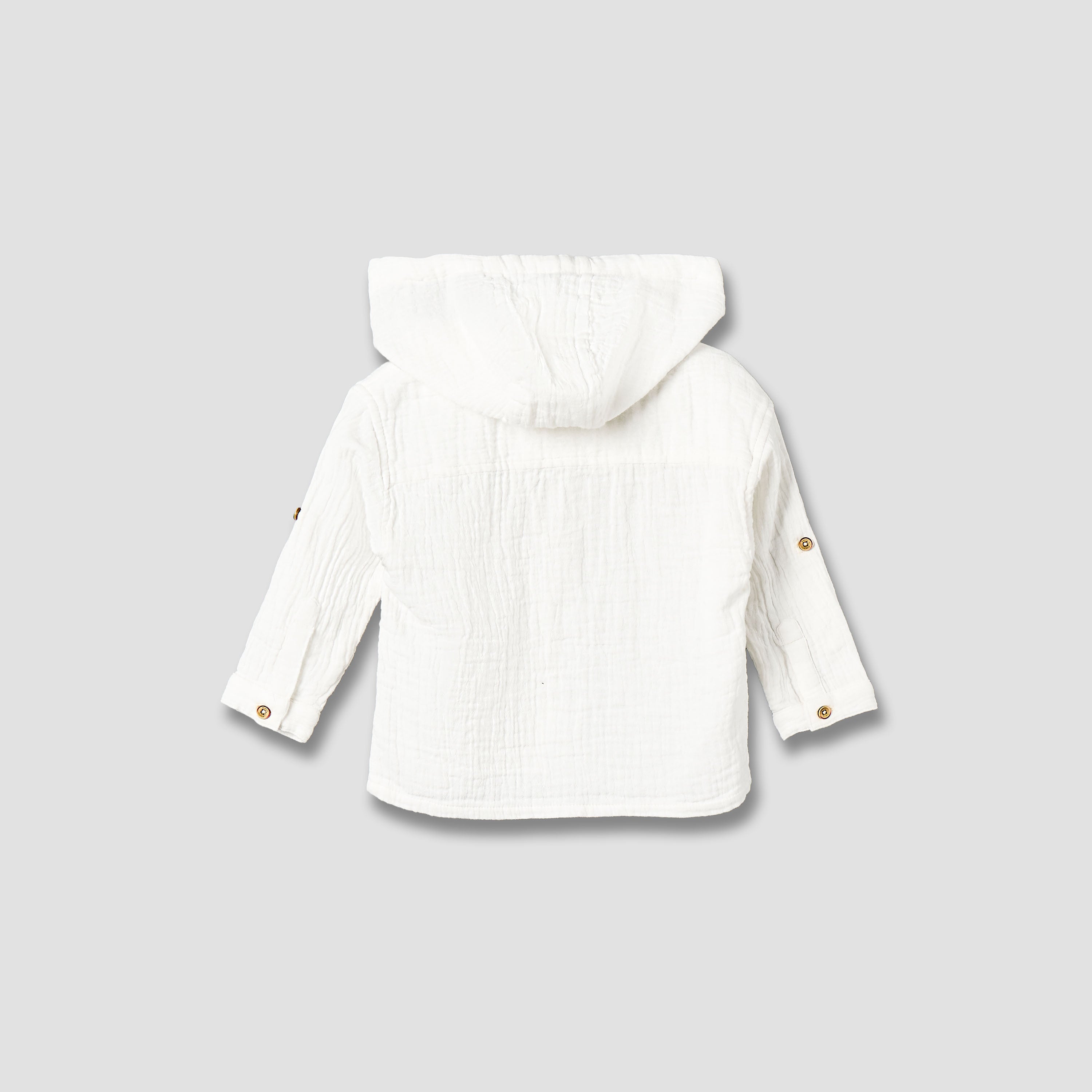 Giggles Hooded Long Sleeves Shirt with Floral Applique