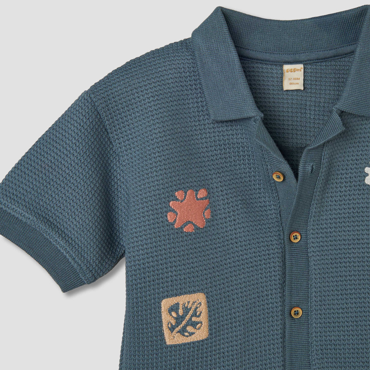 Giggles Short Sleeves Shirt with Embroidery