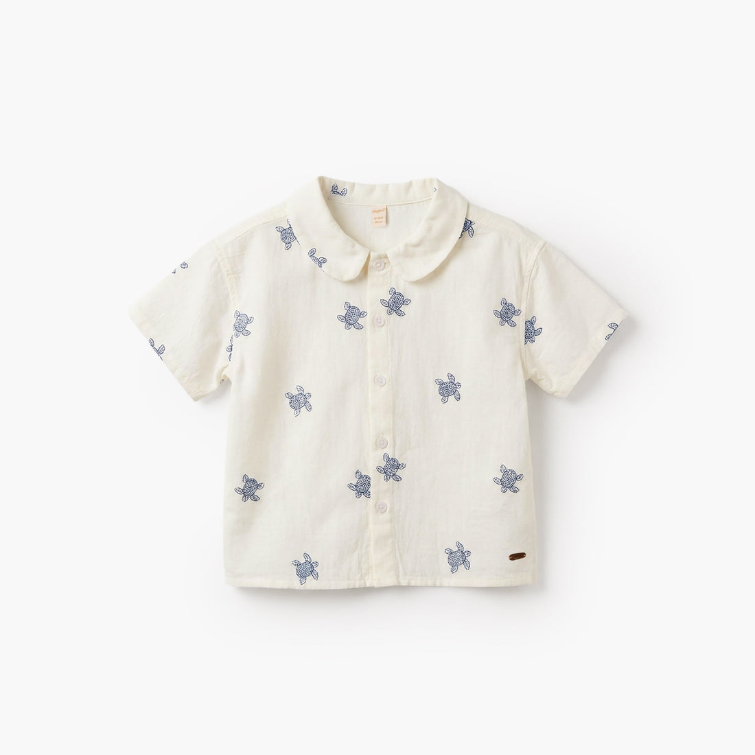 Giggles Short Sleeve Shirt with Turtle Embroidery