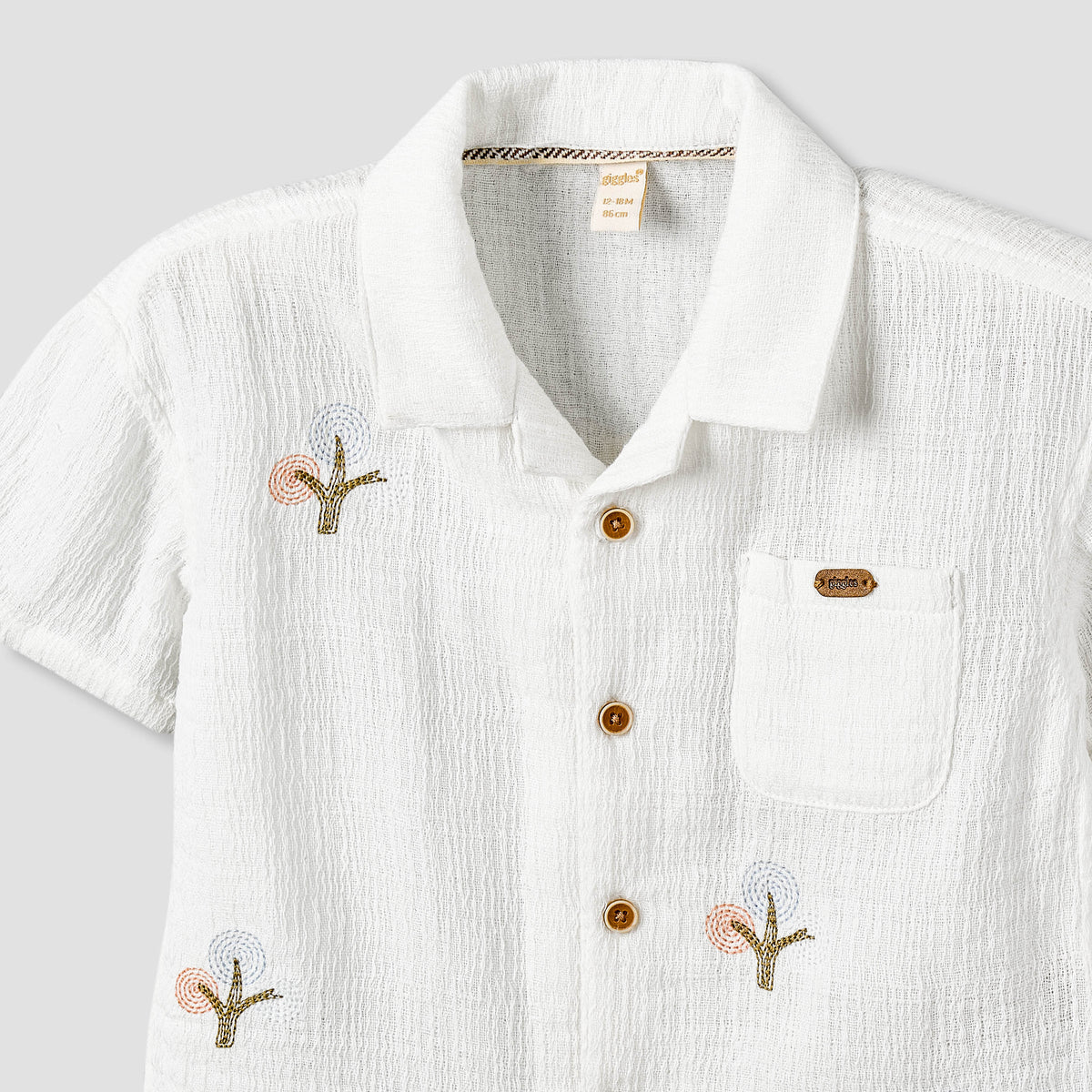 Giggles Short Sleeve Shirt with Embroidery