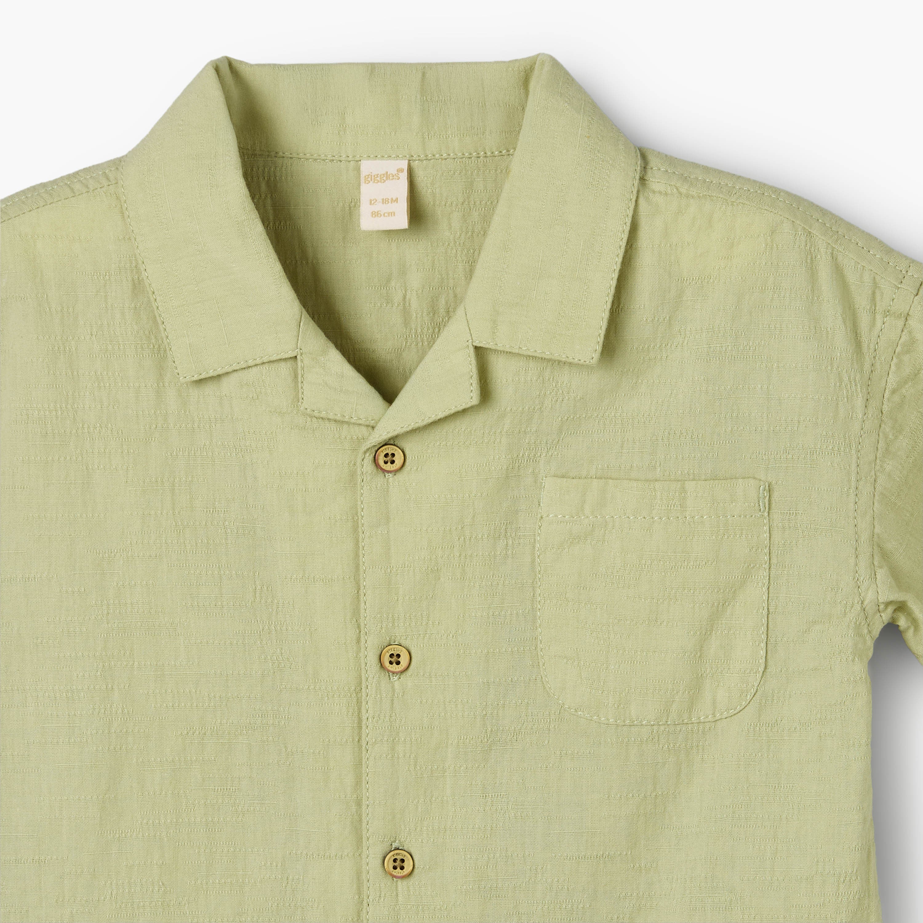 Giggles Short Sleeves Shirt with Leaf Embroidery