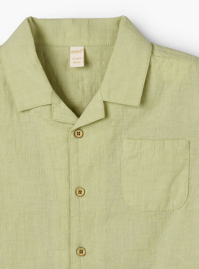 Giggles Short Sleeves Shirt with Leaf Embroidery-baby-boys-clothing-shirts-image-4