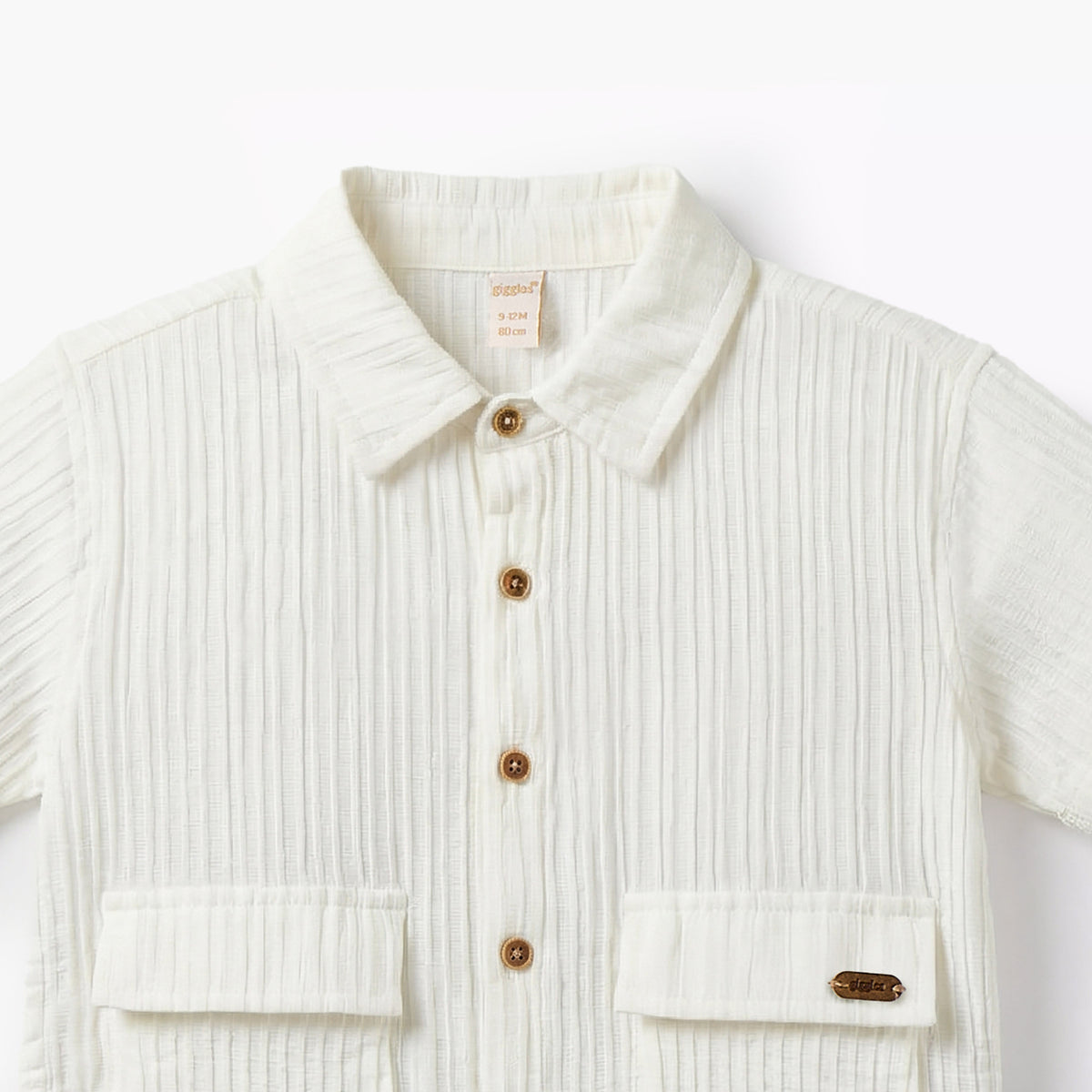 Giggles Short Sleeves Shirt with Ribbed Texture