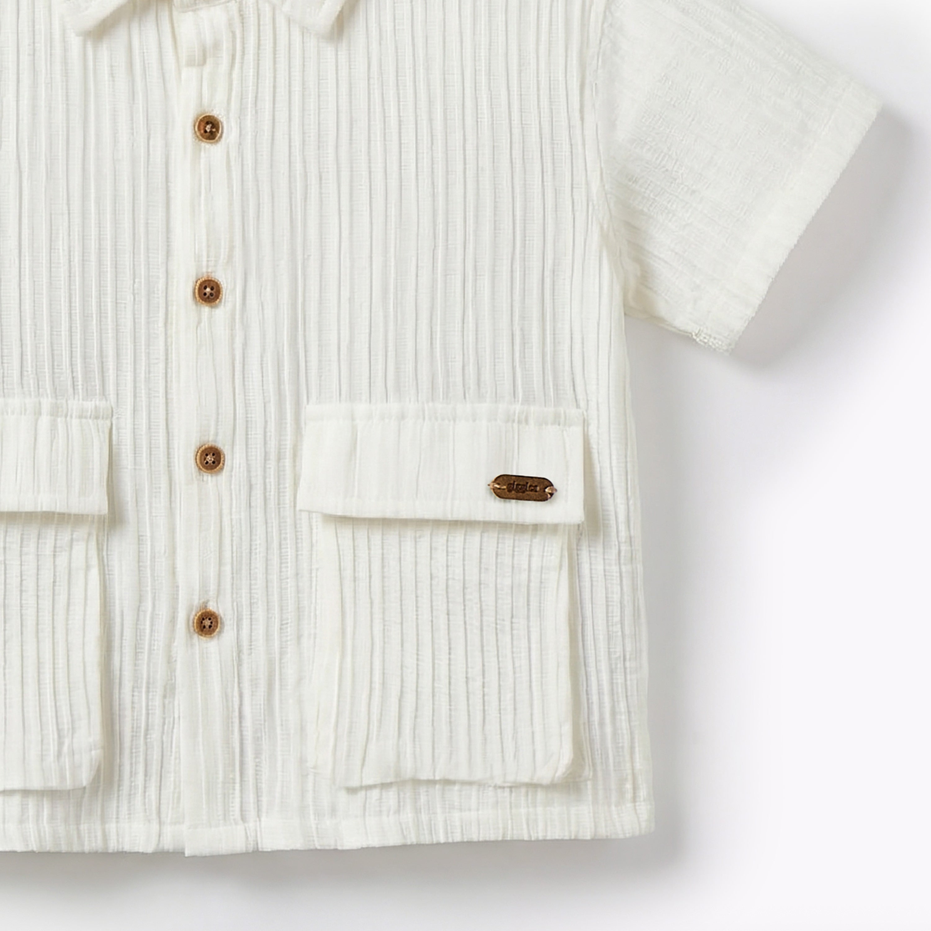 Giggles Short Sleeves Shirt with Ribbed Texture