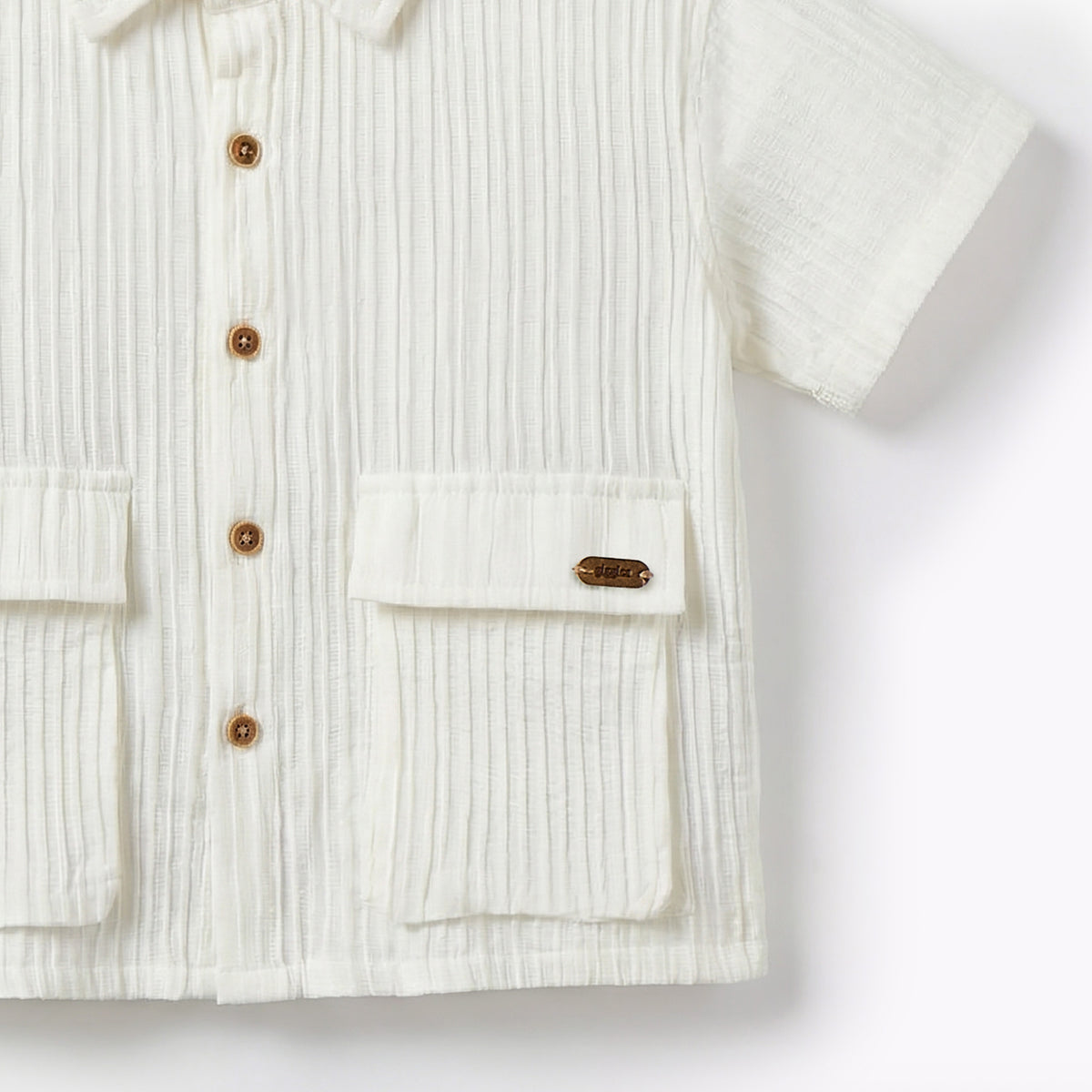 Giggles Short Sleeves Shirt with Ribbed Texture