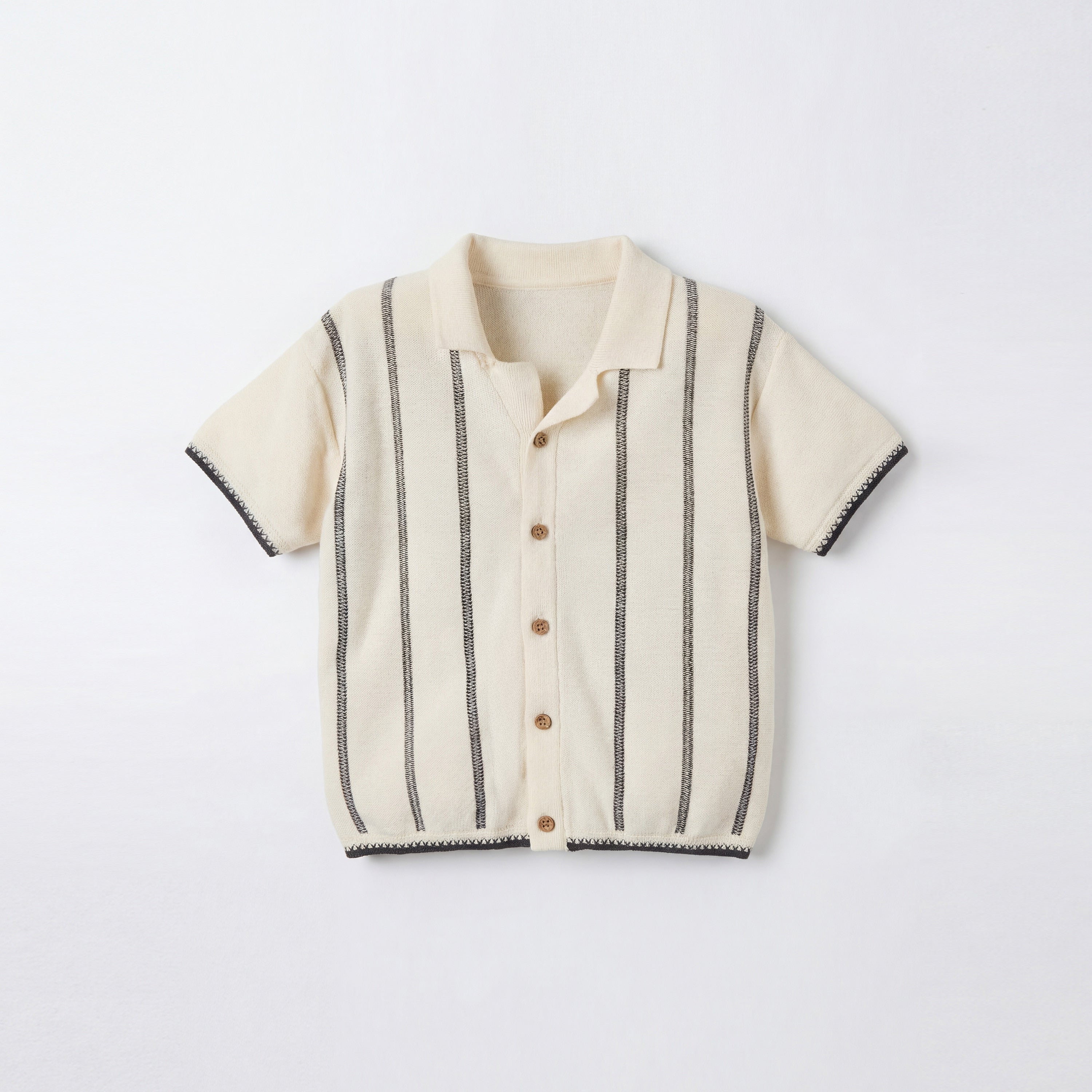 Giggles Camp Collar Short Sleeves Shirt and Shorts Set with Stripes