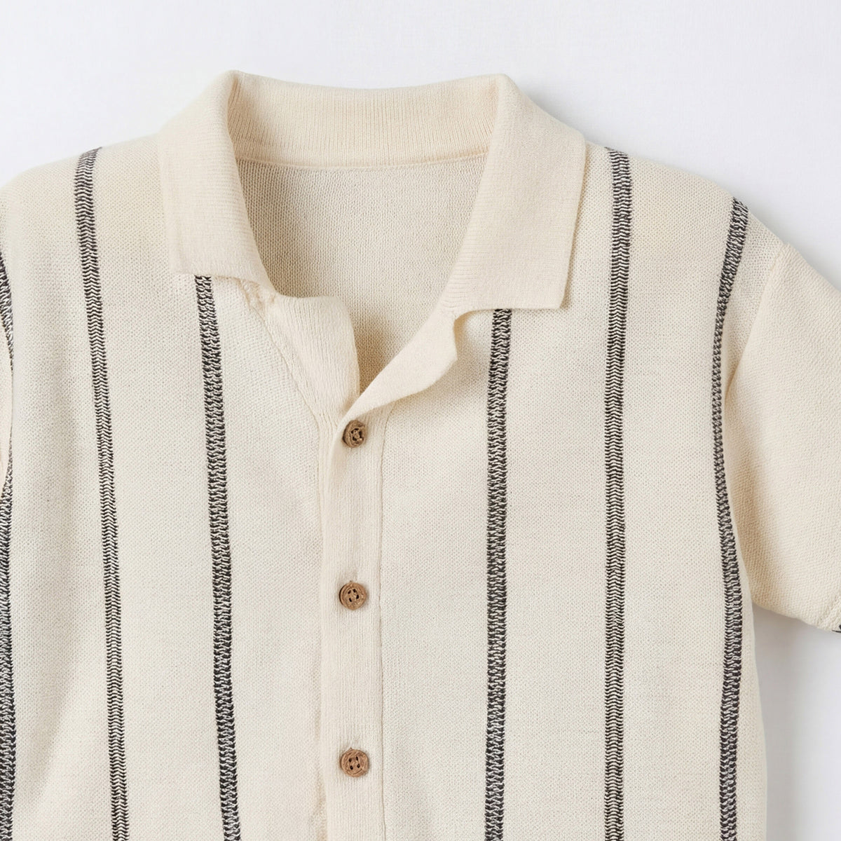 Giggles Camp Collar Short Sleeves Shirt and Shorts Set with Stripes