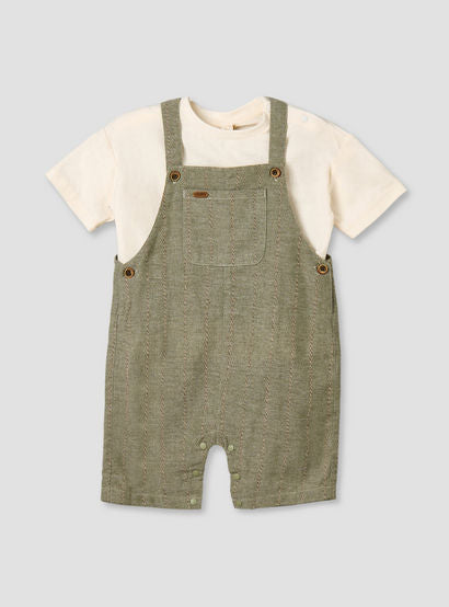 Giggles Crew Neck Short Sleeves T-shirt and Dungaree Set with Snap Button Closure-baby-boys-clothing-setsandcoords-image-2