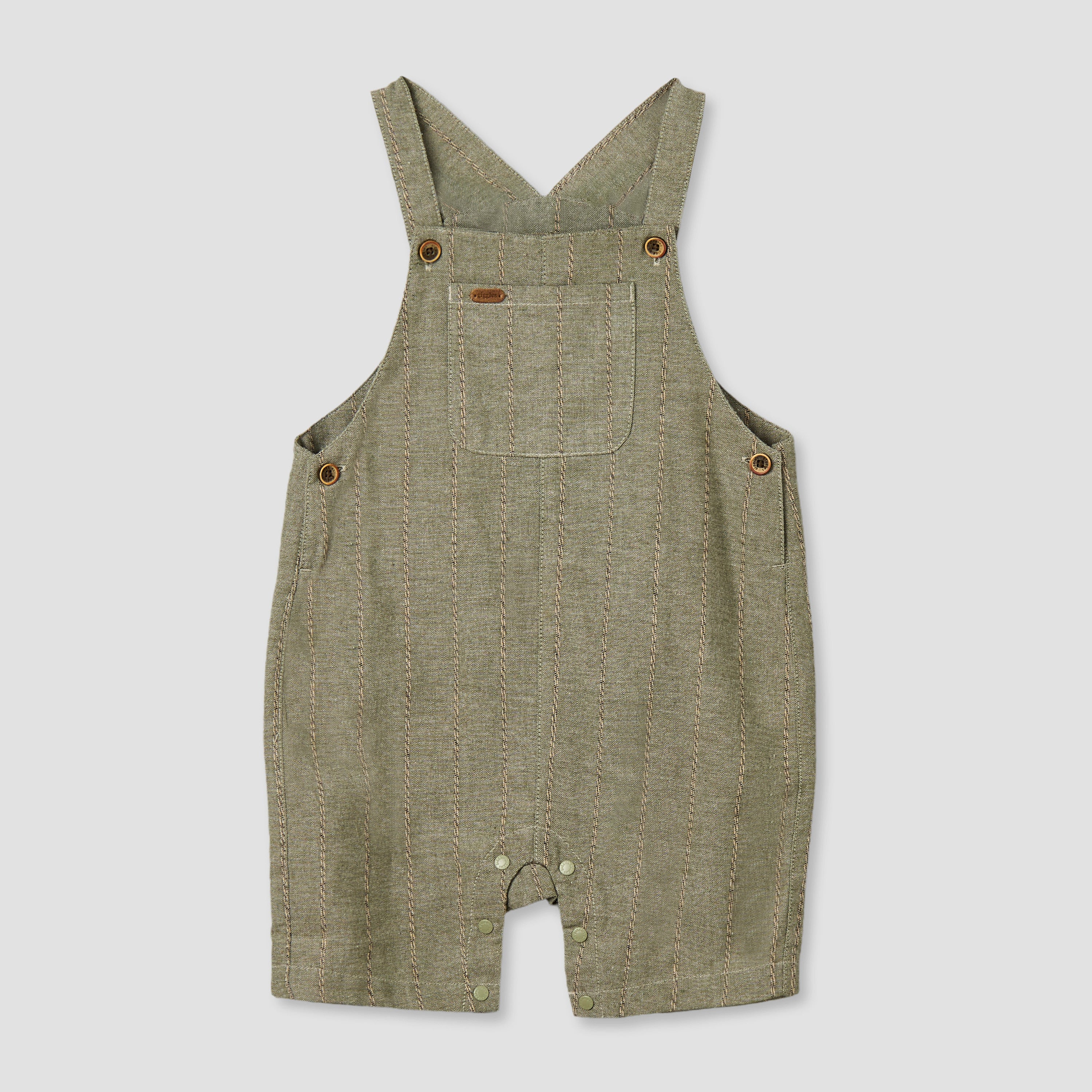 Giggles Crew Neck Short Sleeves T-shirt and Dungaree Set with Snap Button Closure
