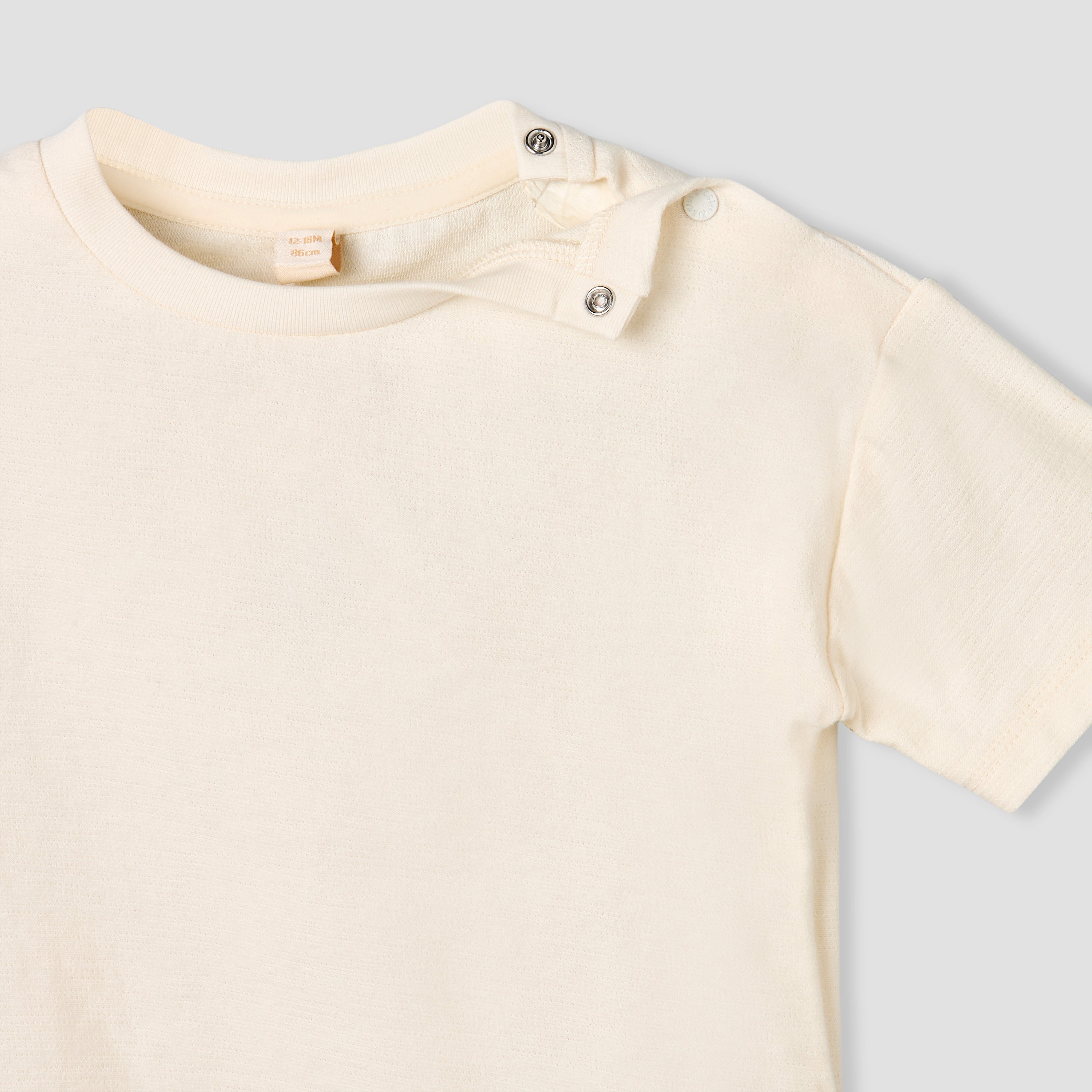Giggles Crew Neck Short Sleeves T-shirt and Dungaree Set with Snap Button Closure
