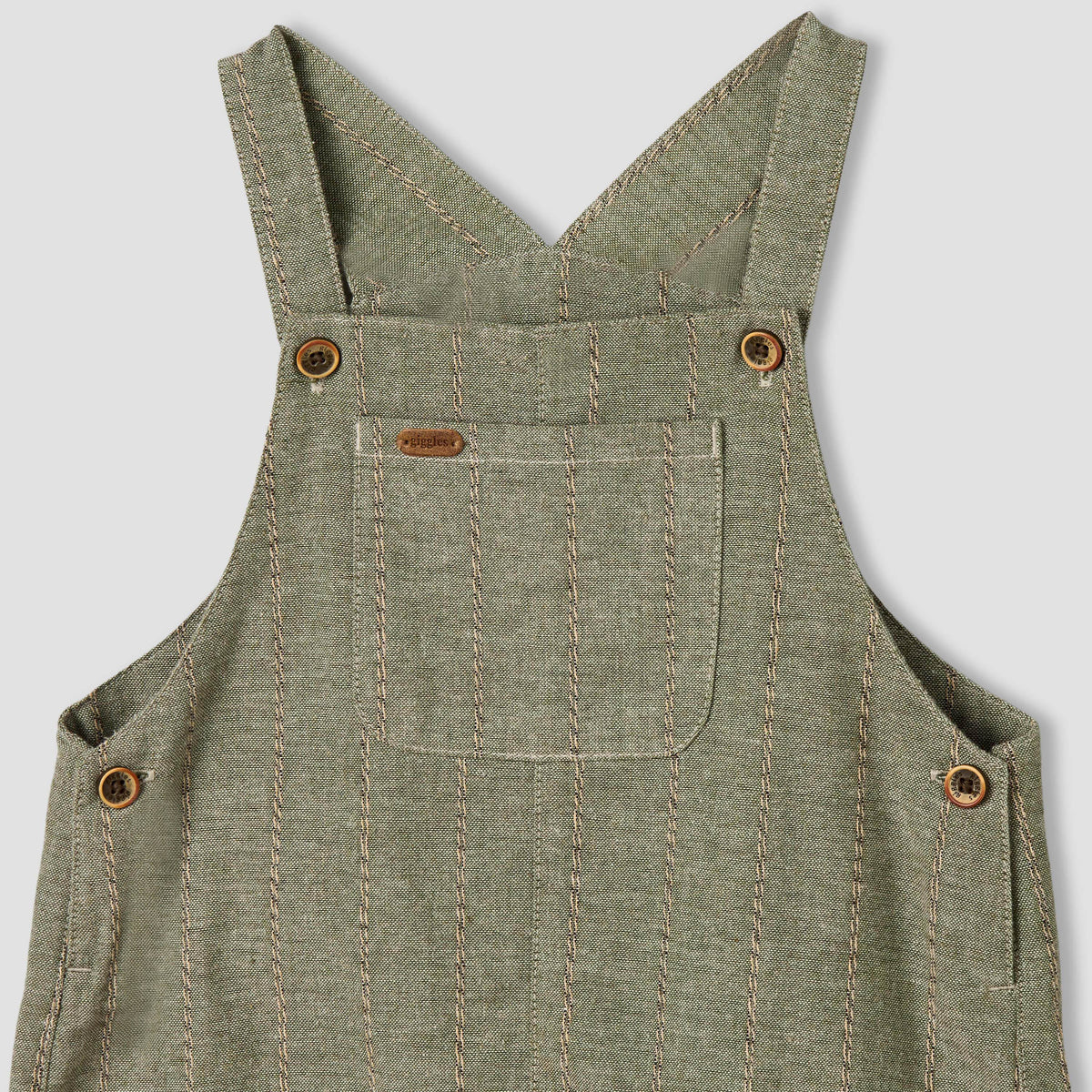 Giggles Crew Neck Short Sleeves T-shirt and Dungaree Set with Snap Button Closure