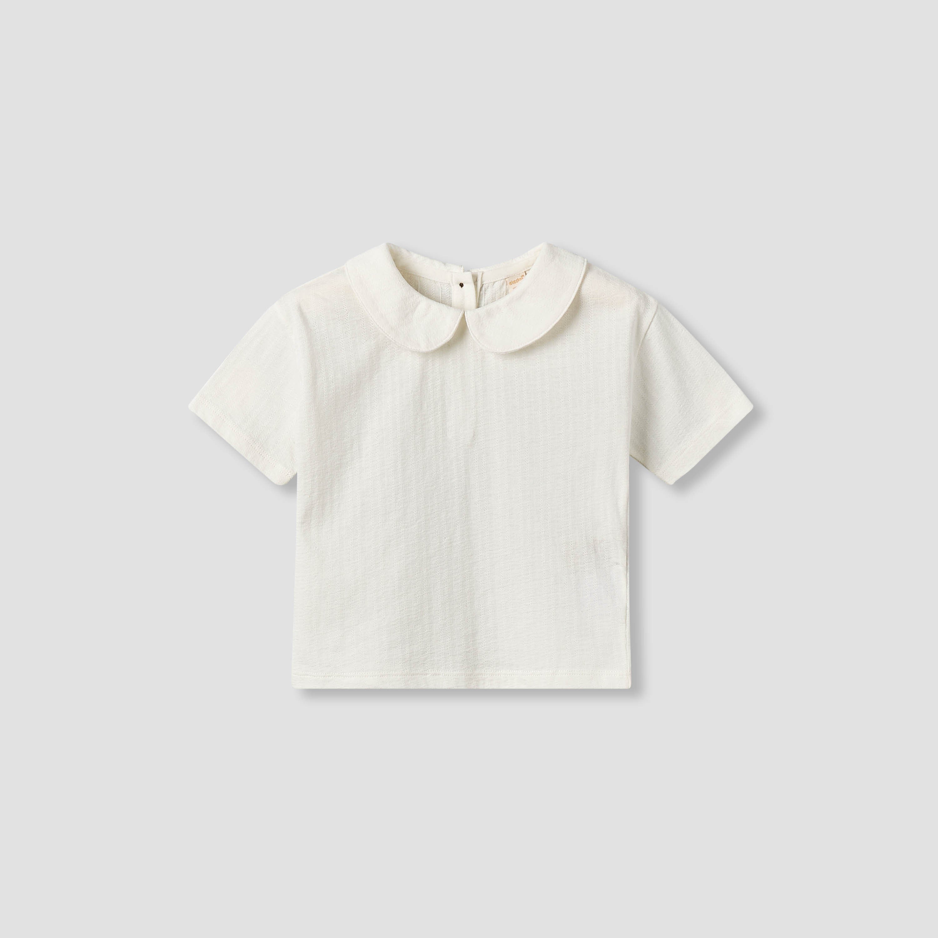 Giggles Collared Short Sleeve Top and Dungaree Set with Button Closure