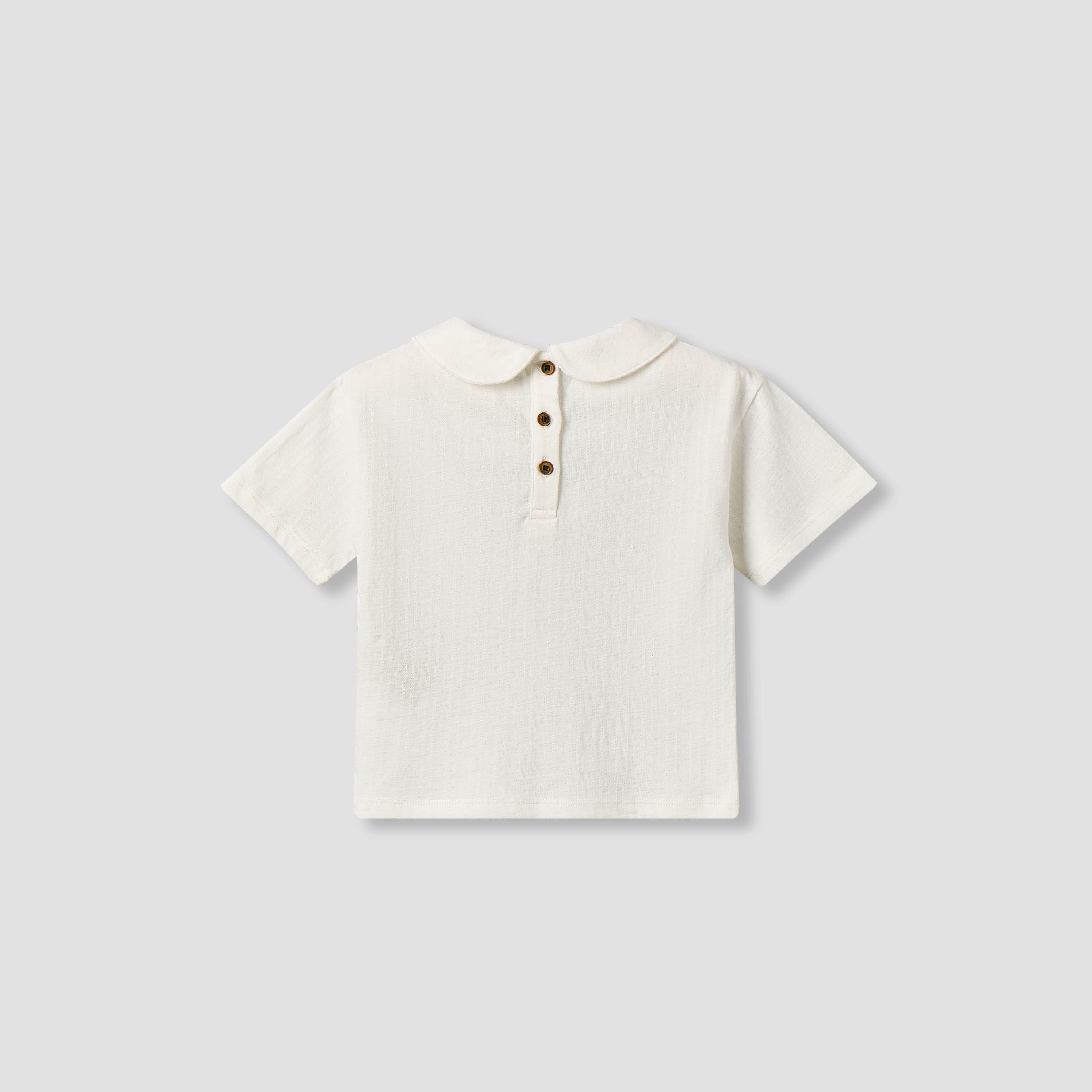 Giggles Collared Short Sleeve Top and Dungaree Set with Button Closure