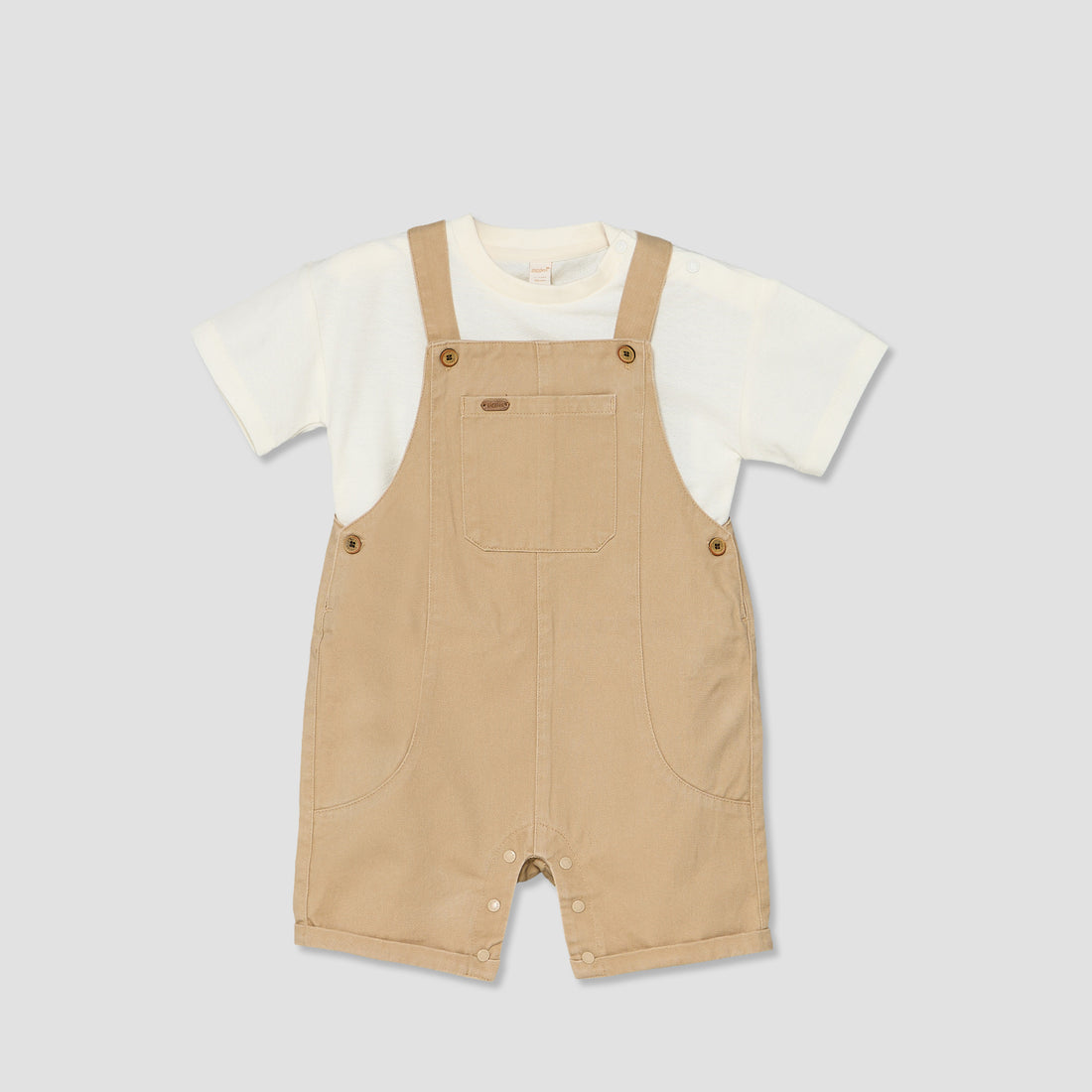 Giggles Crew Neck Short Sleeves T-shirt and Dungaree Set with Pockets