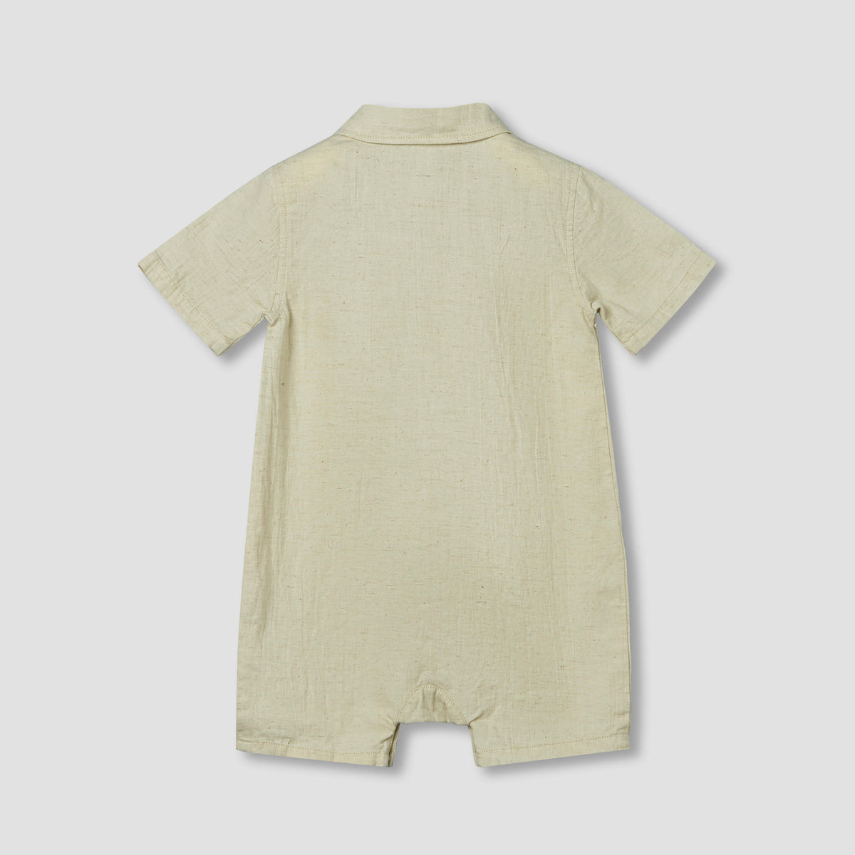 Giggles Collared Short Sleeves Romper with Embroidery