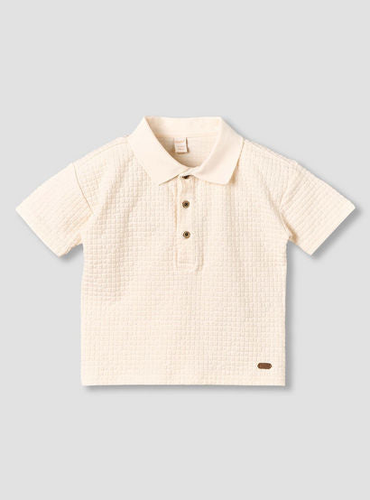 Giggles Collared Short Sleeve Polo T-shirt and Shorts Set with Texture-baby-boys-clothing-setsandcoords-image-3