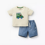 Lee Cooper Crew Neck Short Sleeves T-shirt and Shorts Set with Graphic Print-undefined-image-1