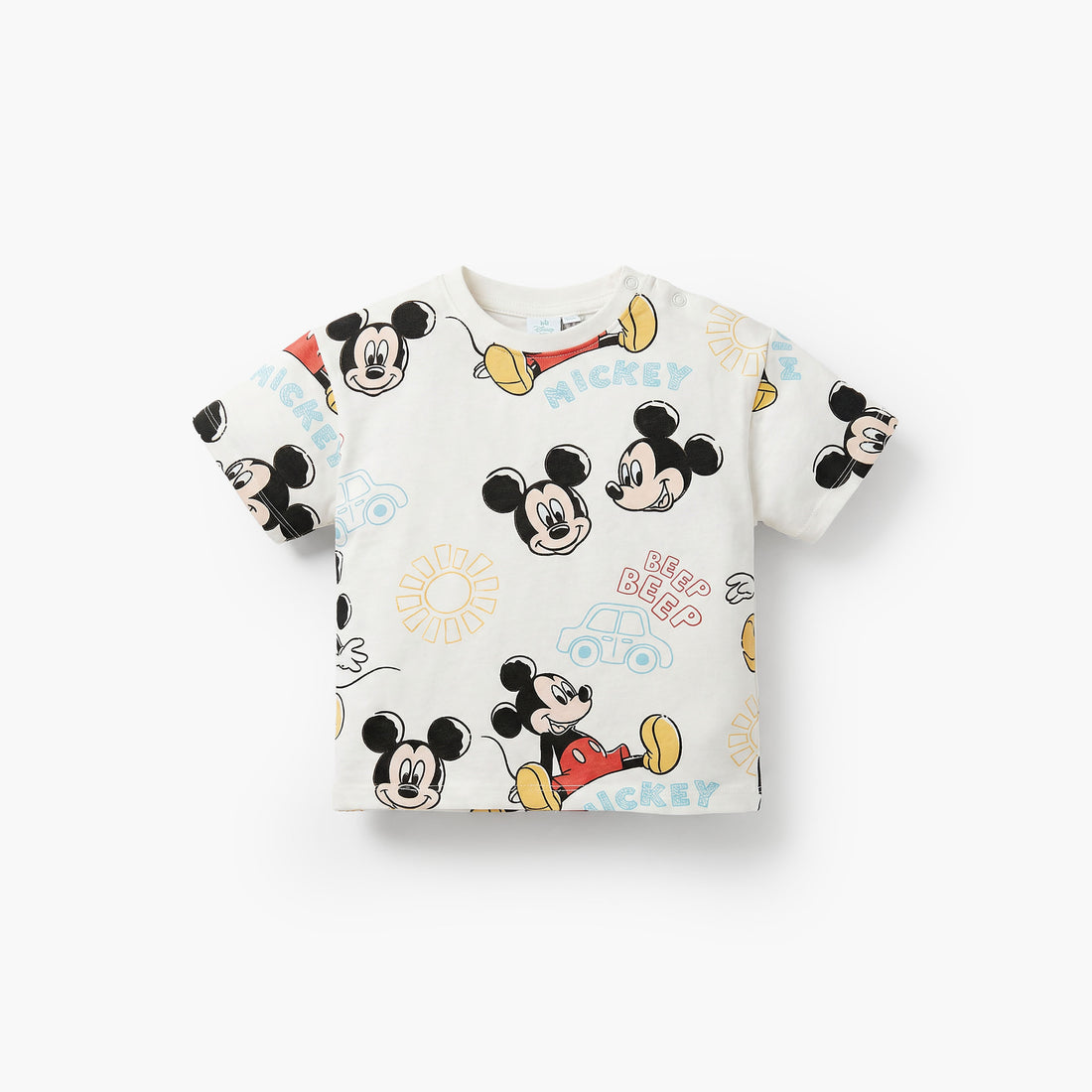 Disney Crew Neck Short Sleeves T-shirt with Mickey Mouse Print - White / 12-18 mths
