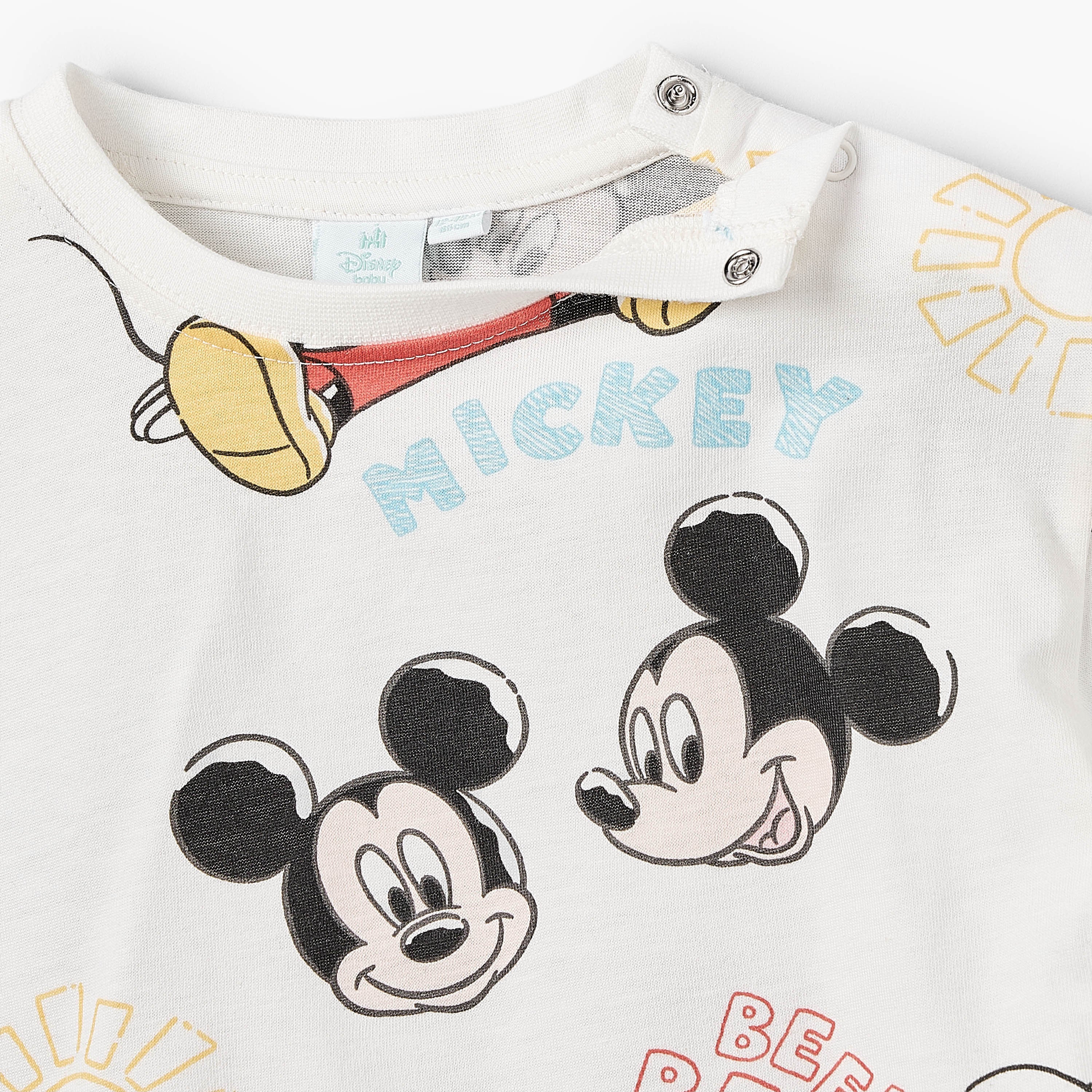 Disney Crew Neck Short Sleeves T-shirt with Mickey Mouse Print