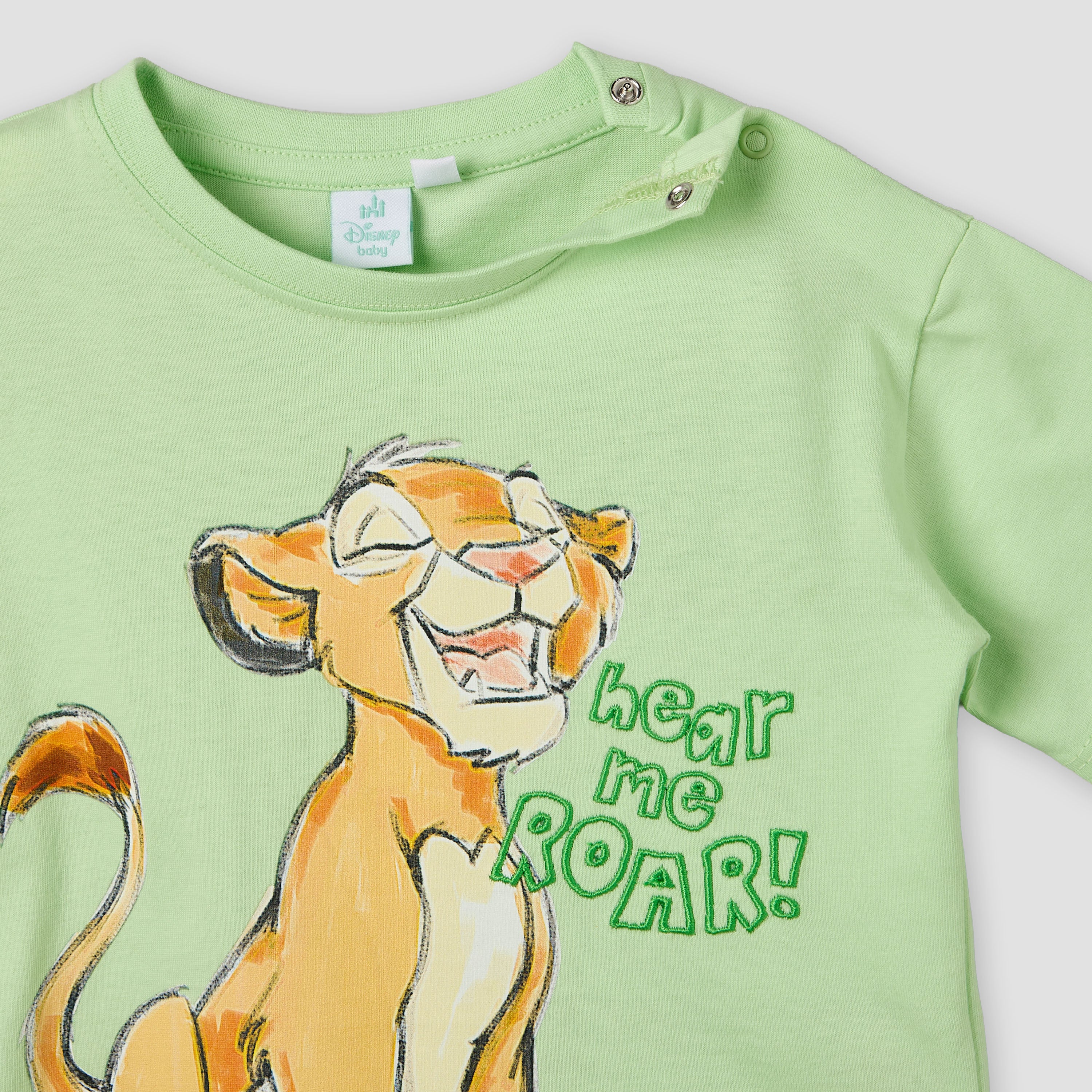 Disney Crew Neck Short Sleeve T-shirt with Simba Print