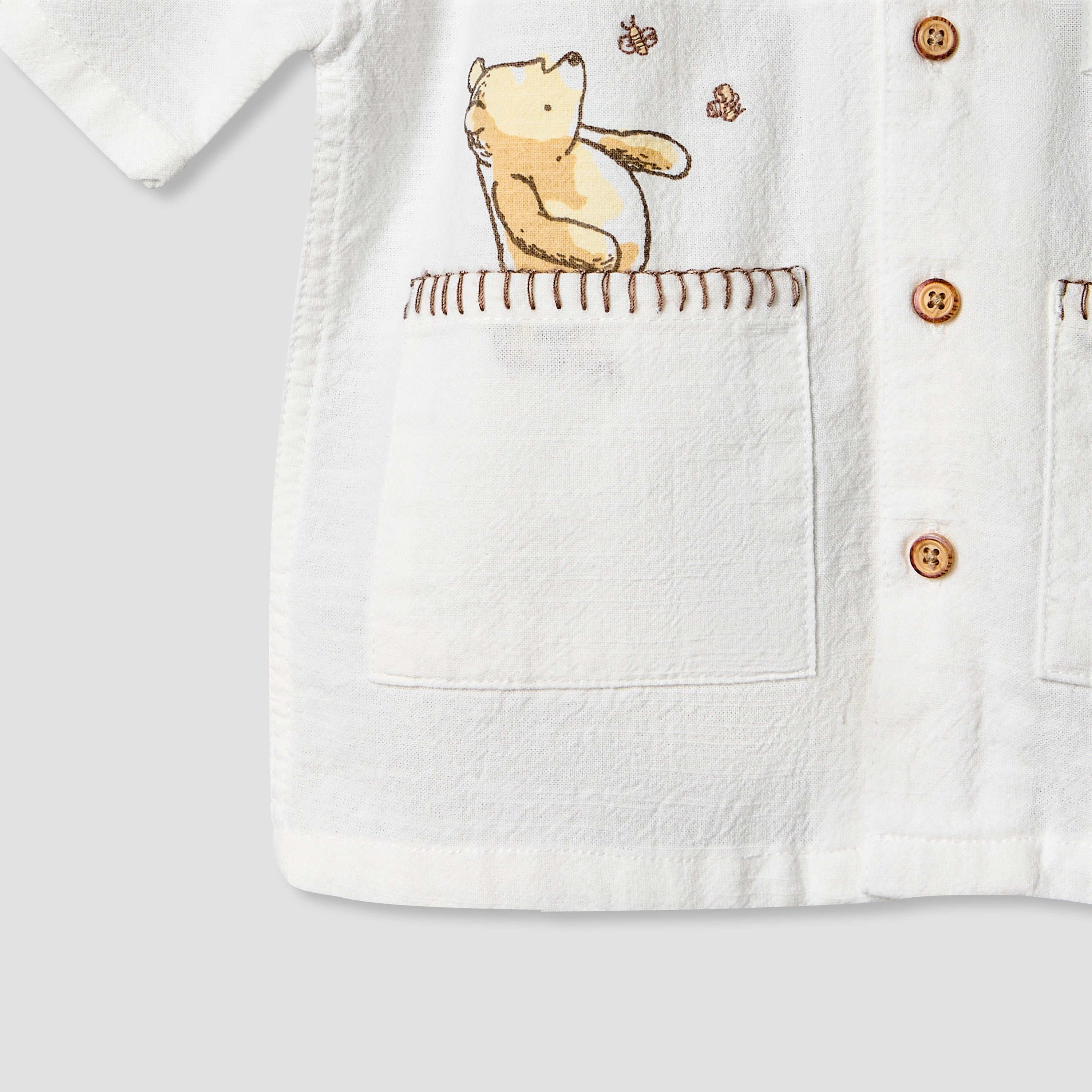 Disney Collared Short Sleeve Shirt and Shorts Set with Winnie the Pooh Print