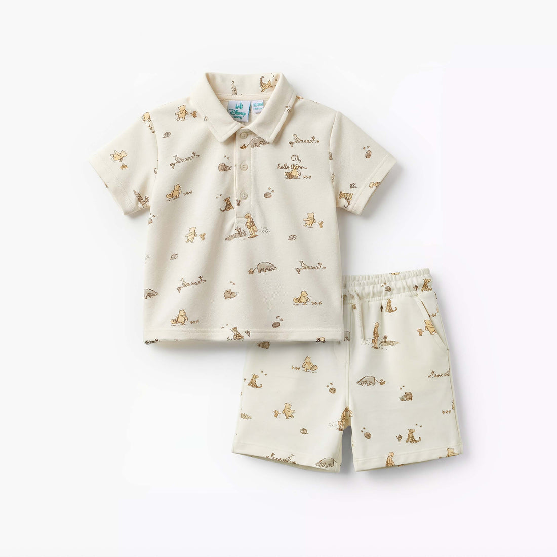 Disney Collared Short Sleeves Polo T-shirt and Shorts Set with Winnie the Pooh Print