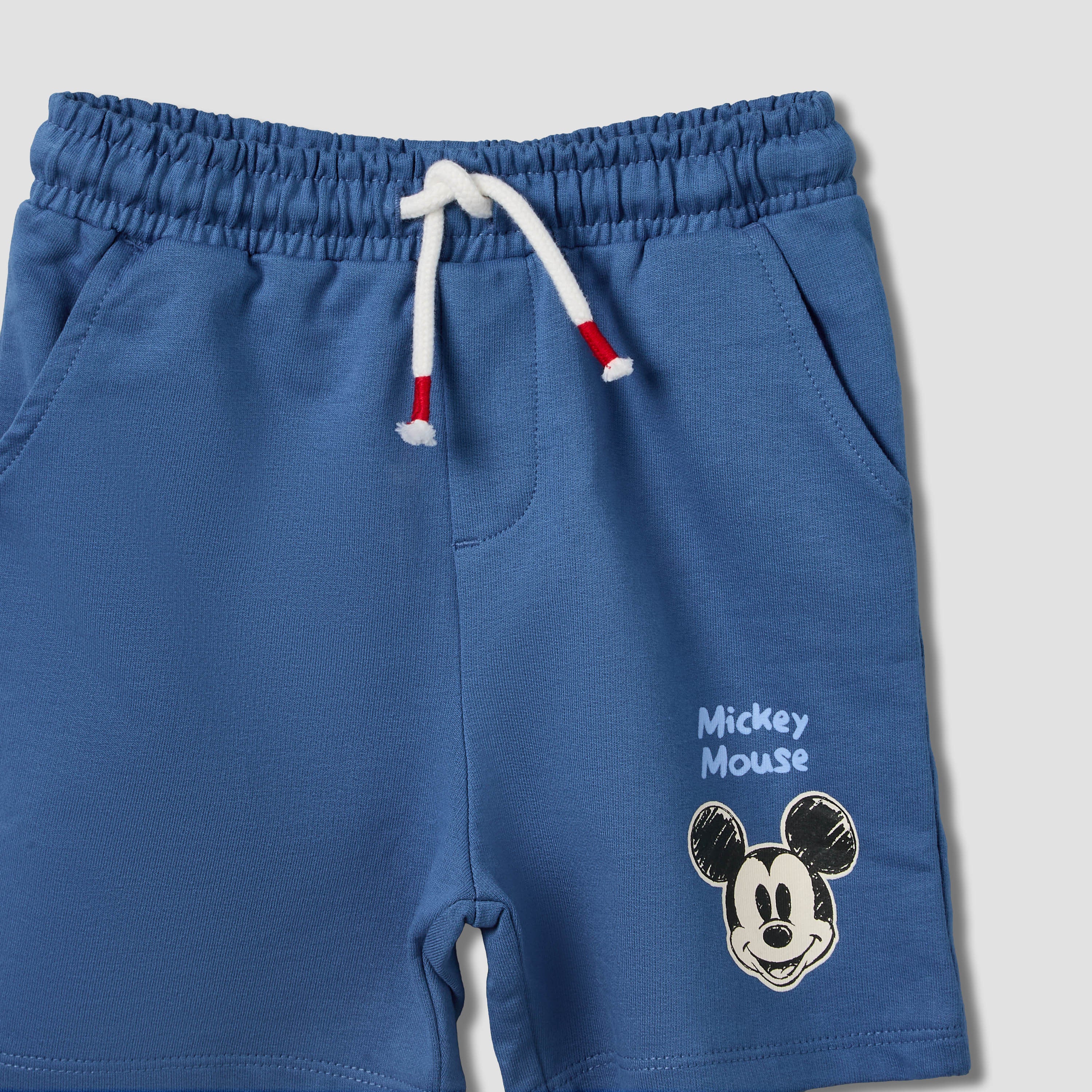 Disney Crew Neck Short Sleeves T-shirt and Shorts Set with Mickey Mouse Print