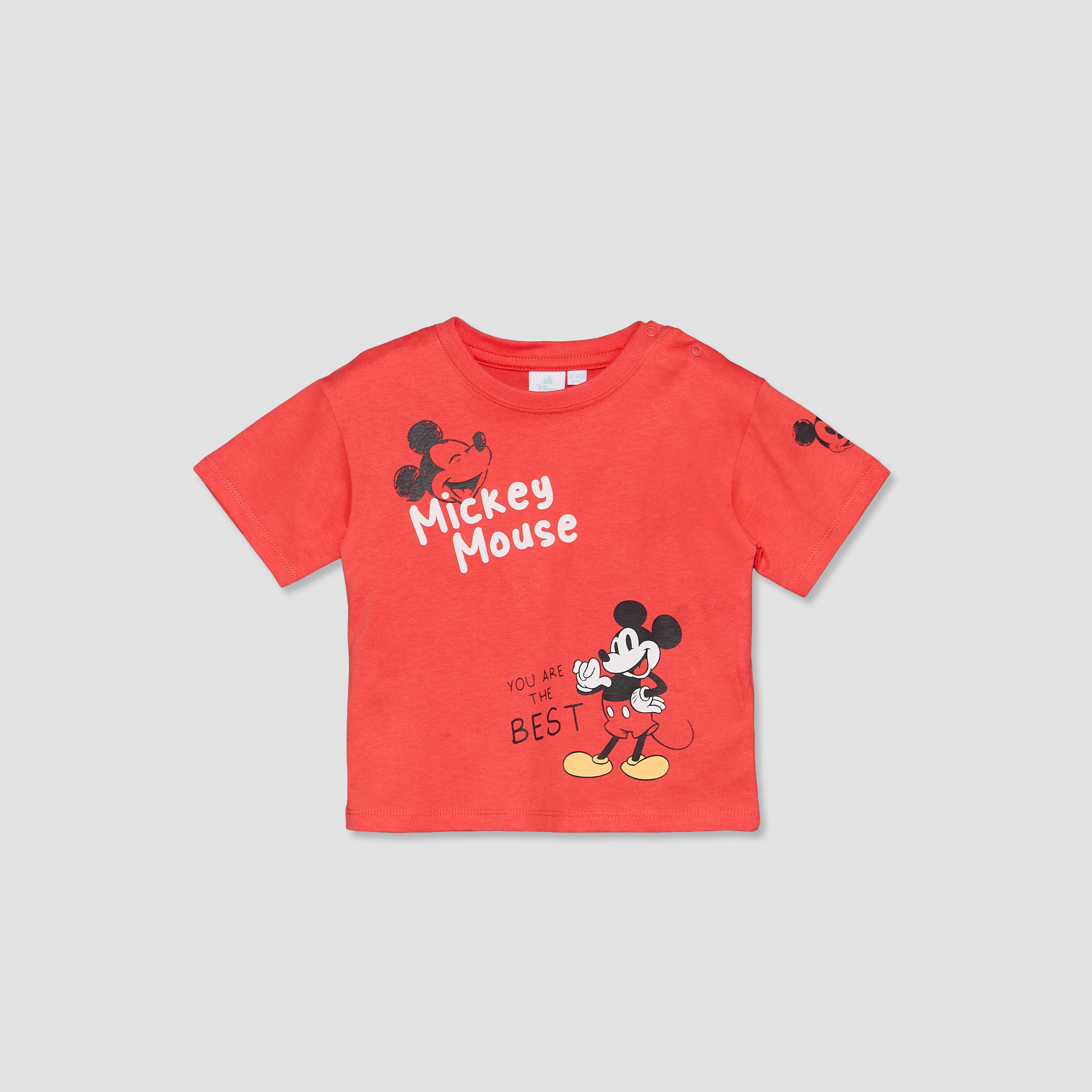 Disney Crew Neck Short Sleeves T-shirt and Shorts Set with Mickey Mouse Print