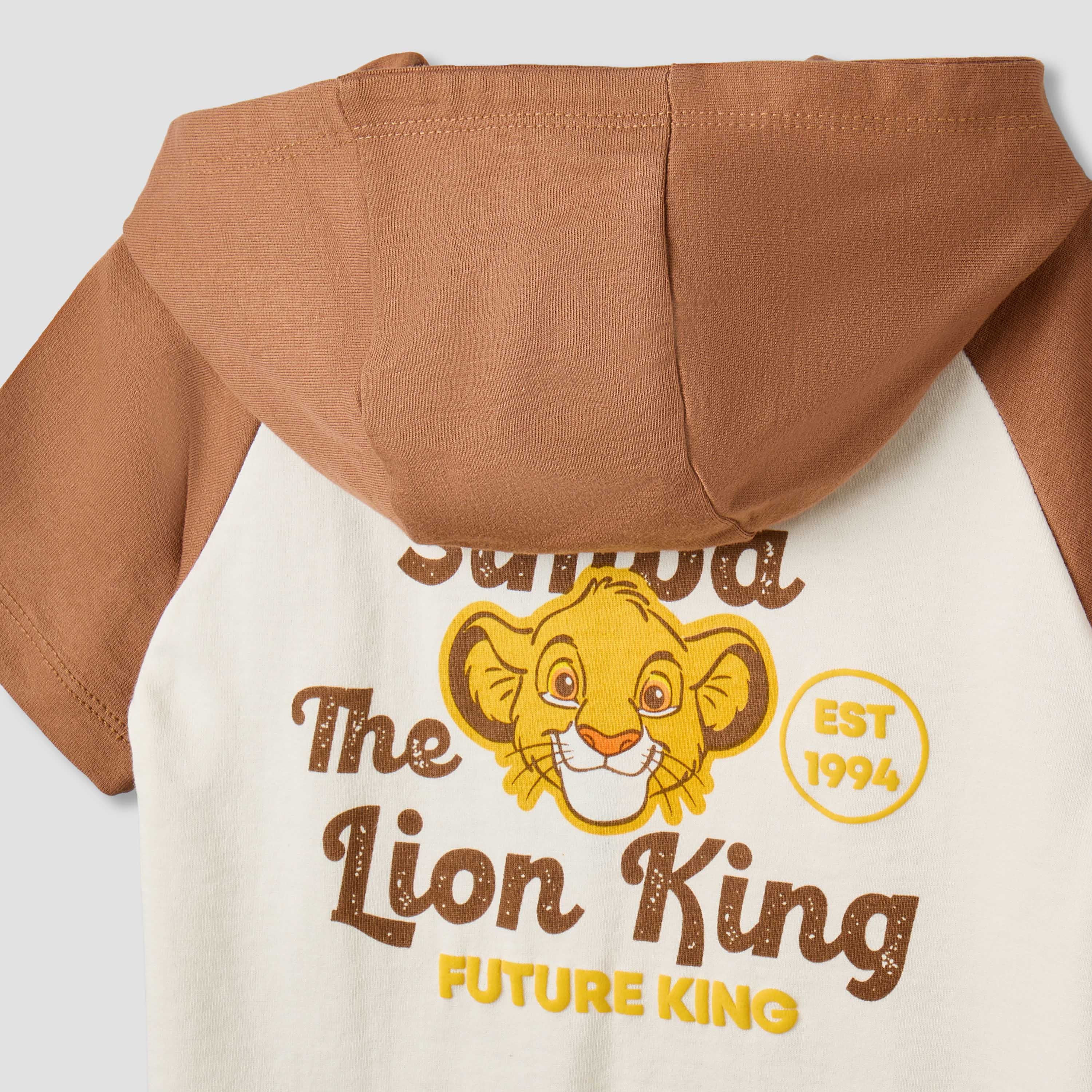 Disney Hooded Short Sleeves Romper with Simba Print
