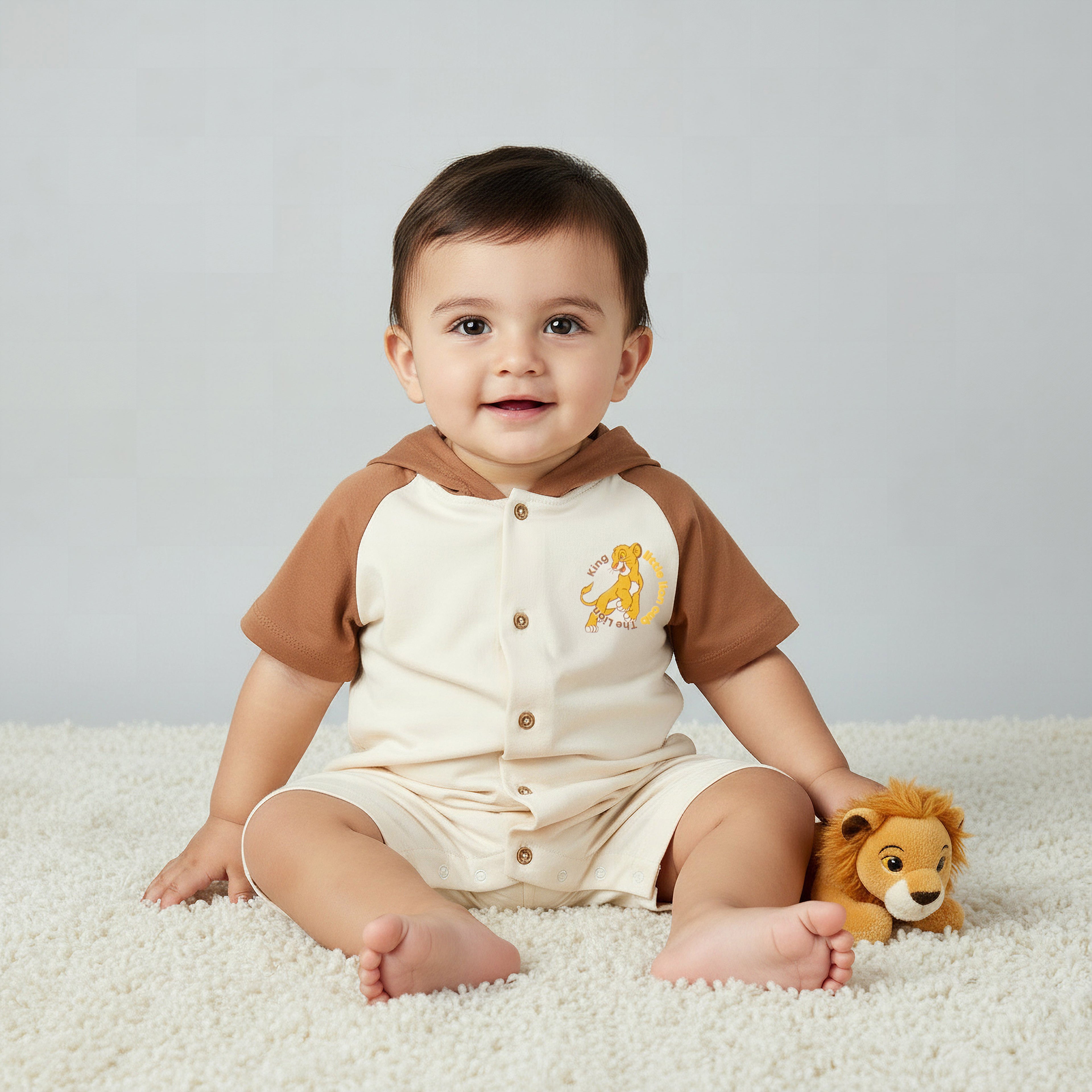 Disney Hooded Short Sleeves Romper with Simba Print