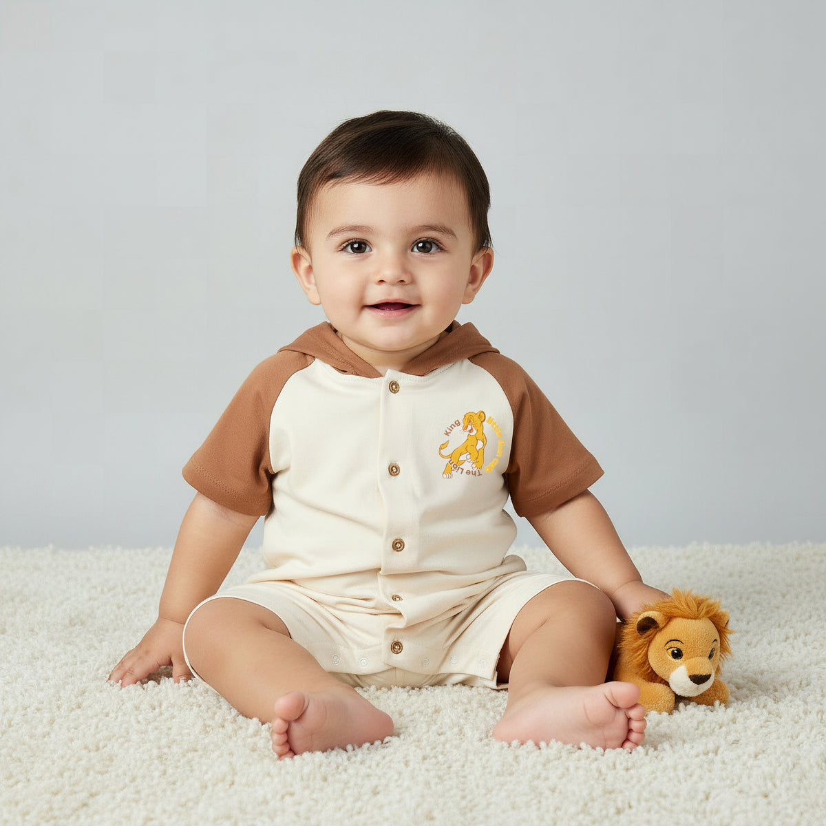 Disney Hooded Short Sleeves Romper with Simba Print