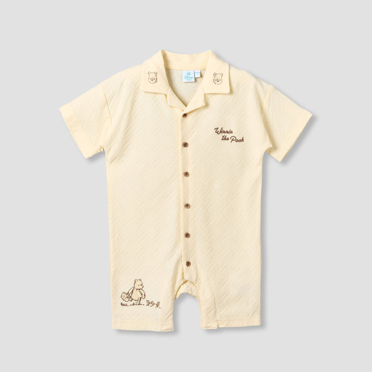 Disney Collared Short Sleeves Romper with Winnie the Pooh Embroidery