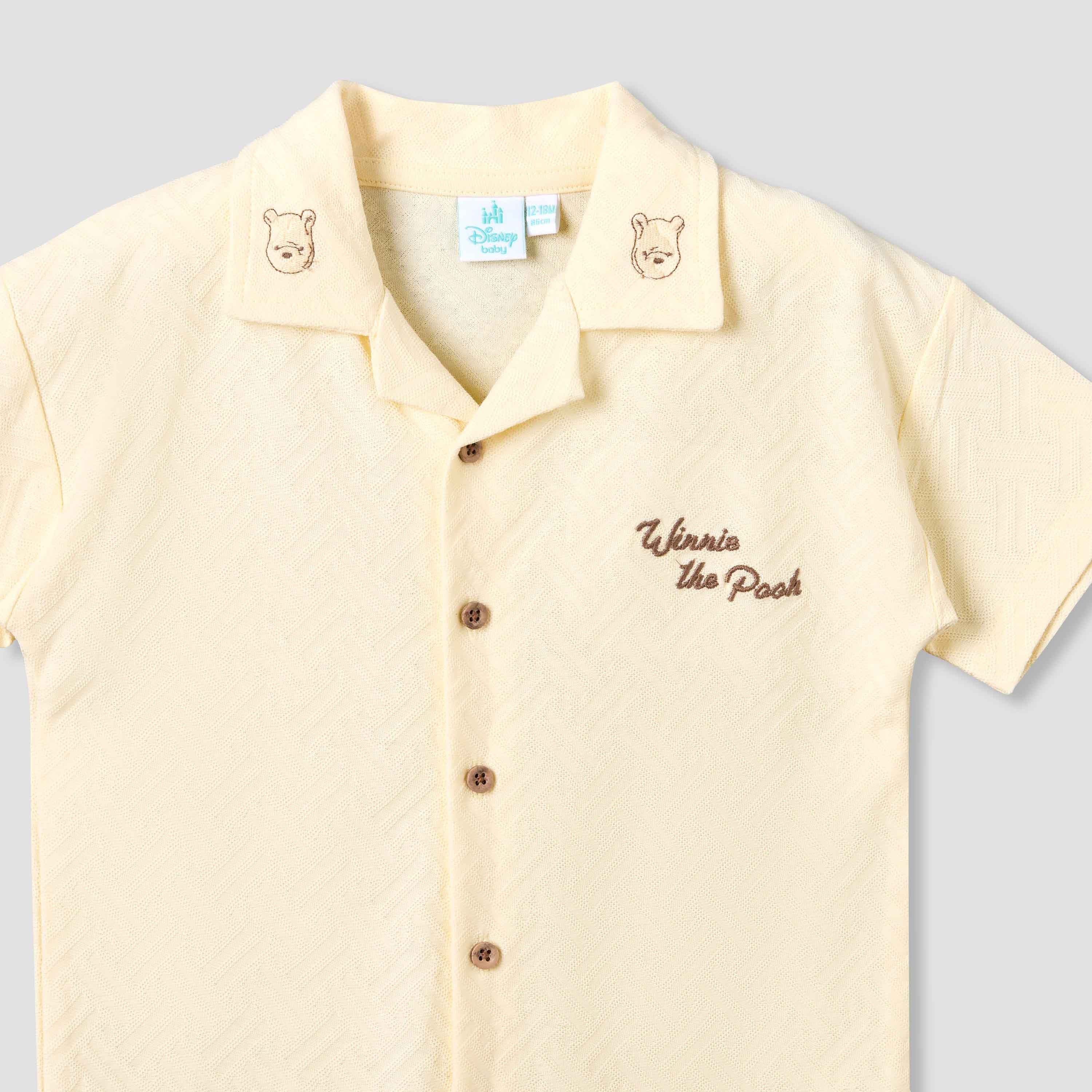 Disney Collared Short Sleeves Romper with Winnie the Pooh Embroidery