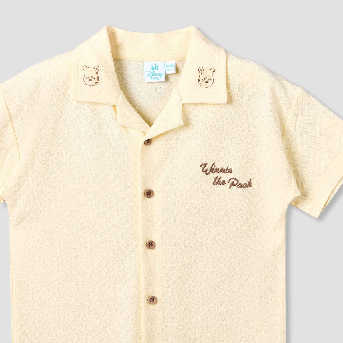 Disney Collared Short Sleeves Romper with Winnie the Pooh Embroidery
