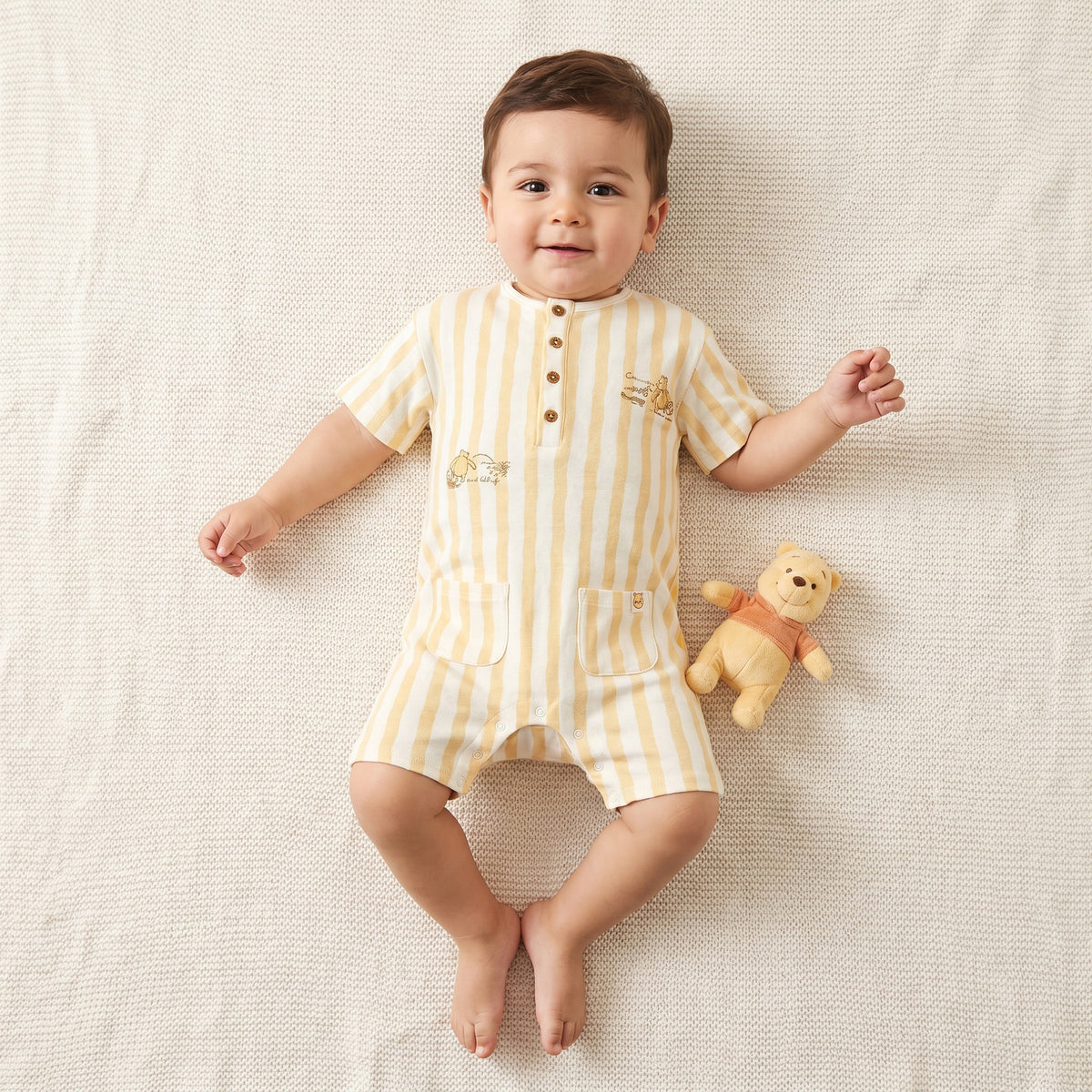 Pack of 2 Disney Round Neck Short Sleeve Romper with Snap Button Closure